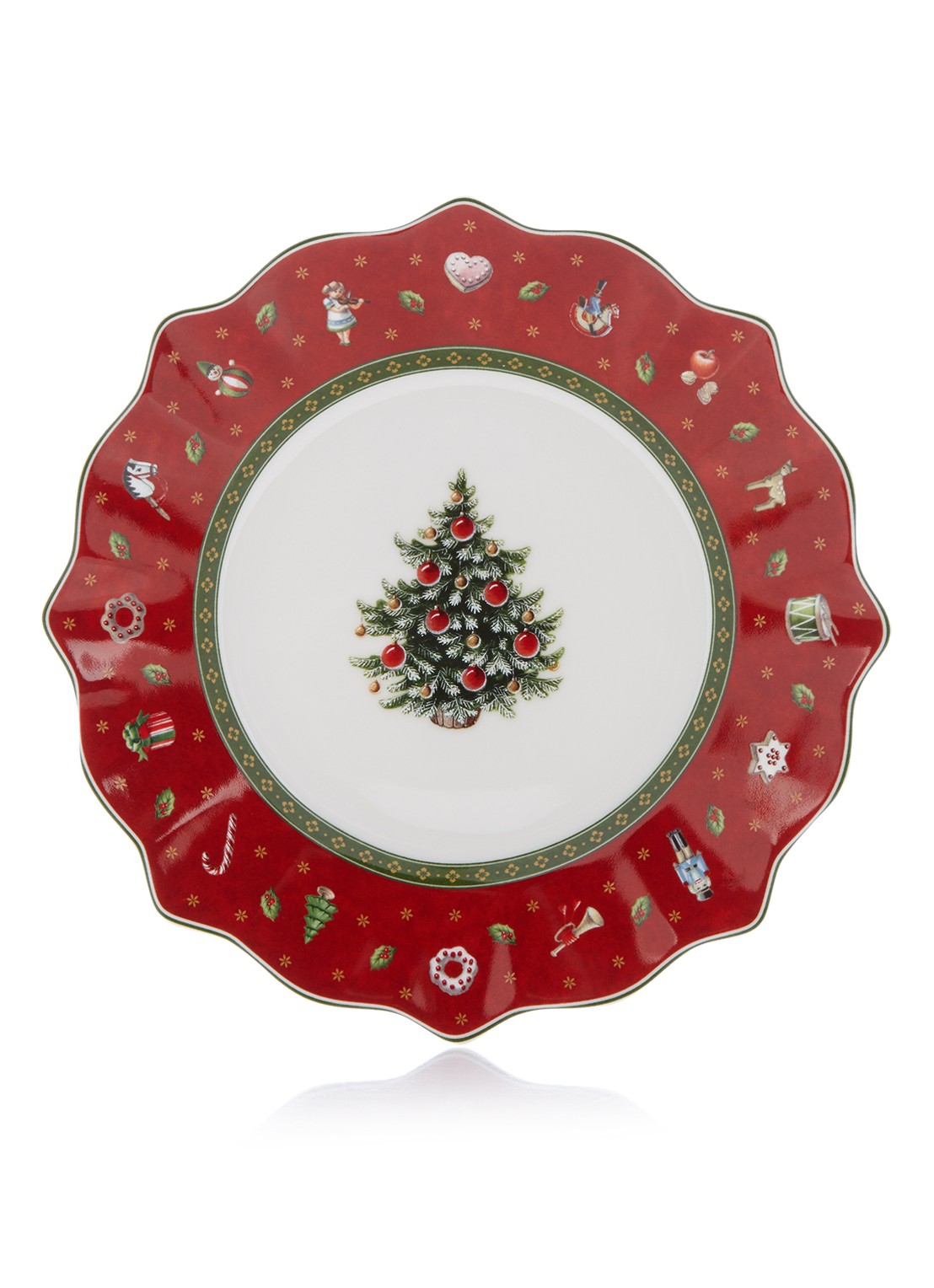 Villeroy & Boch Toy's Delight Kerst dinerbord 25 cm - voorkant steenrood