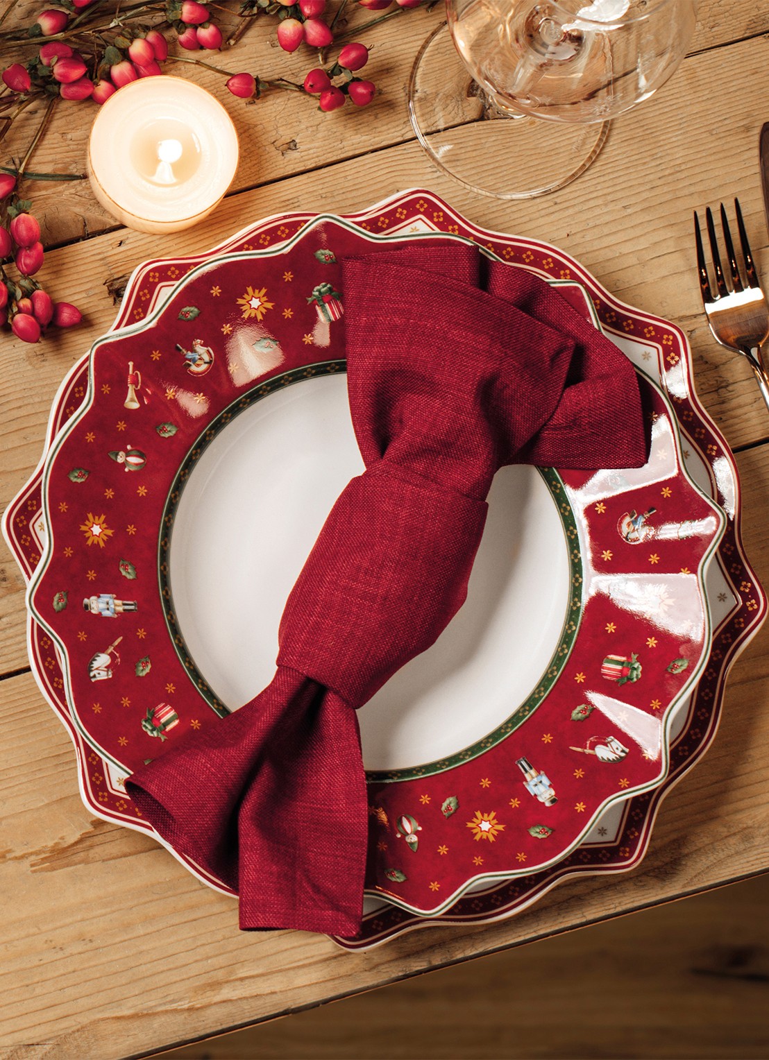 Villeroy & Boch Toy's Delight Kerst onderbord 31 cm - voorkant 6 steenrood