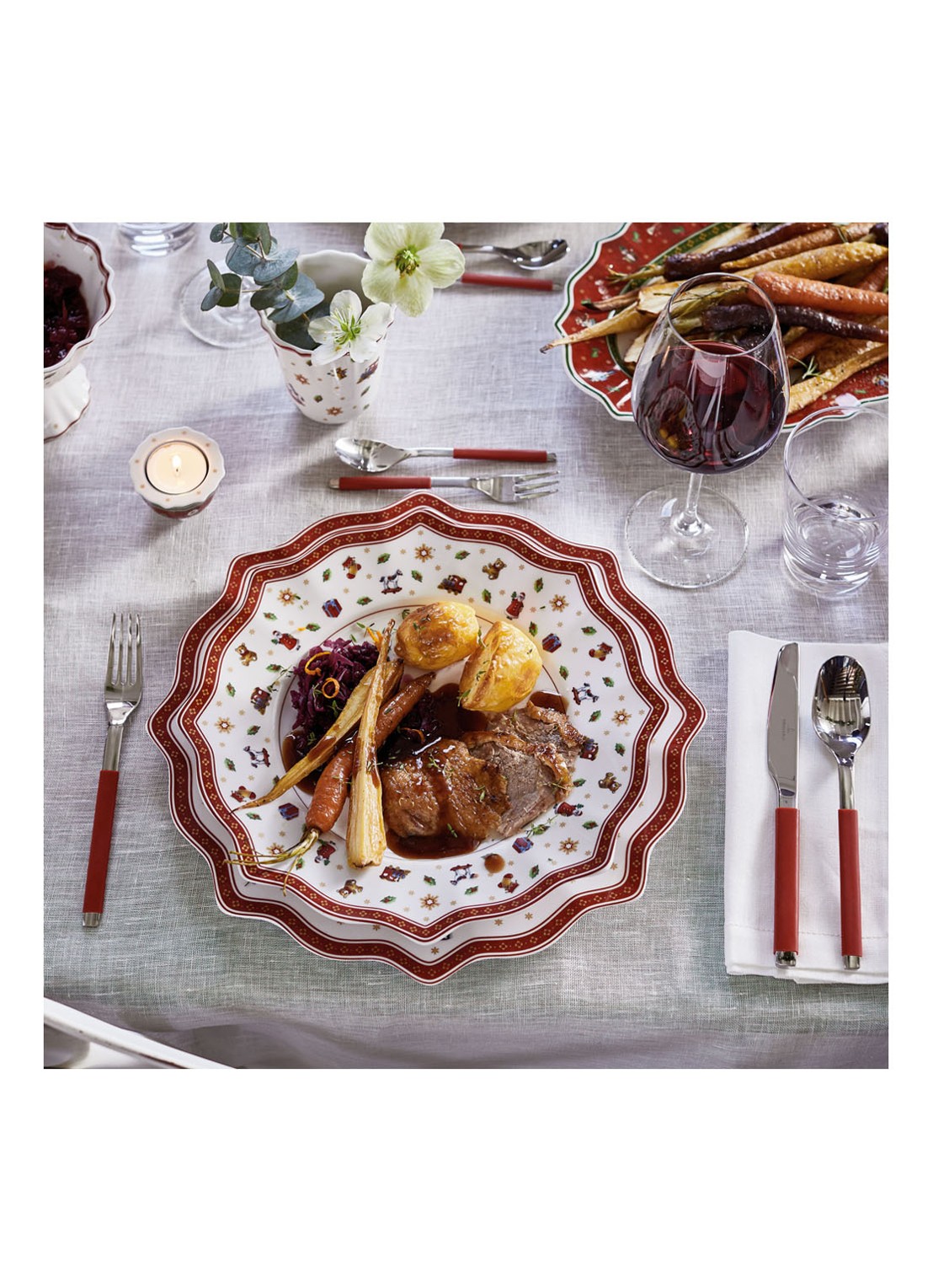 Villeroy & Boch Toy's Delight Kerst onderbord 35 cm - detail 4 steenrood