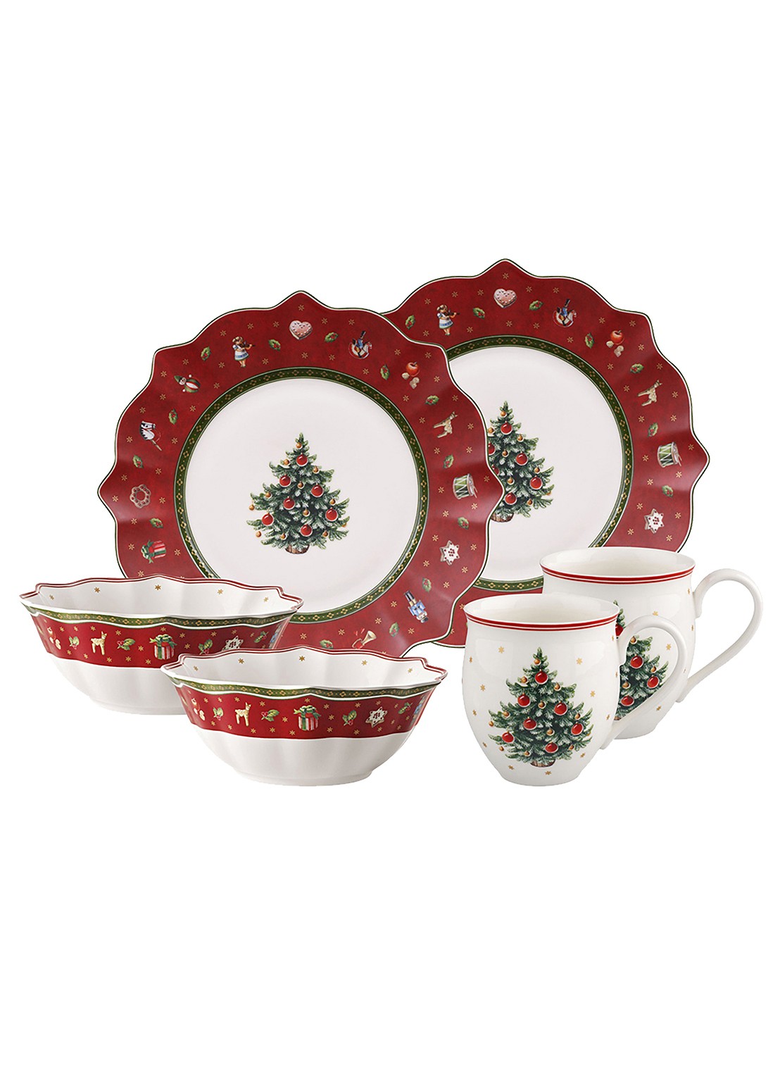 Villeroy & Boch Toy's Delight Kerst ontbijt serviesset 6-delig - voorkant 4 steenrood