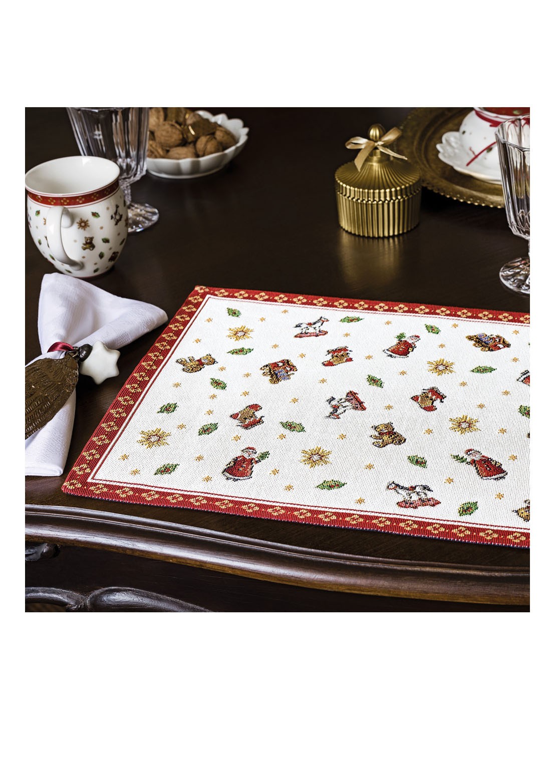 Villeroy & Boch Toy's Delight Kerst placemat 32 x 50 cm - detail donkerrood