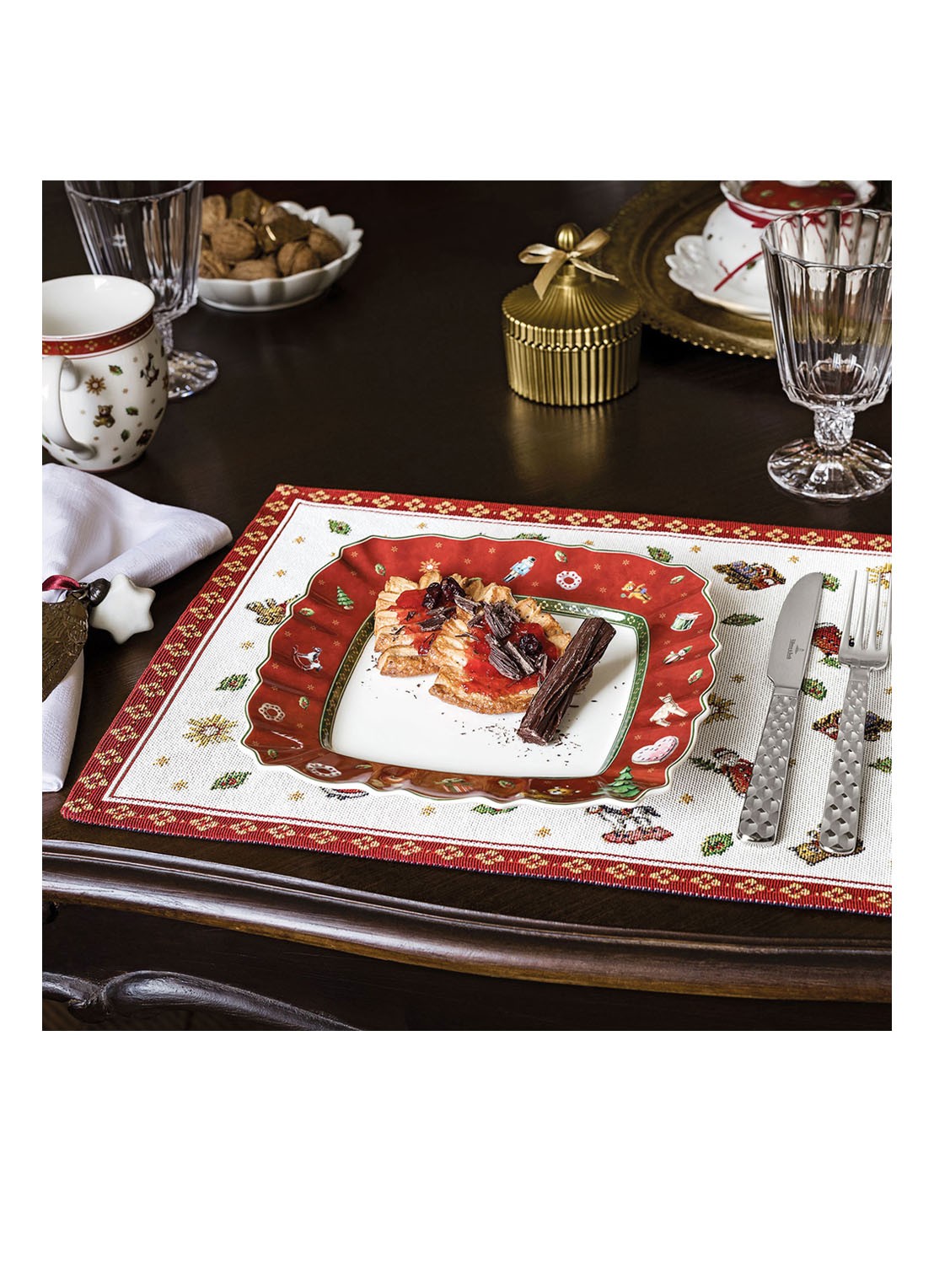 Villeroy & Boch Toy's Delight Kerst placemat 32 x 50 cm - detail 2 donkerrood