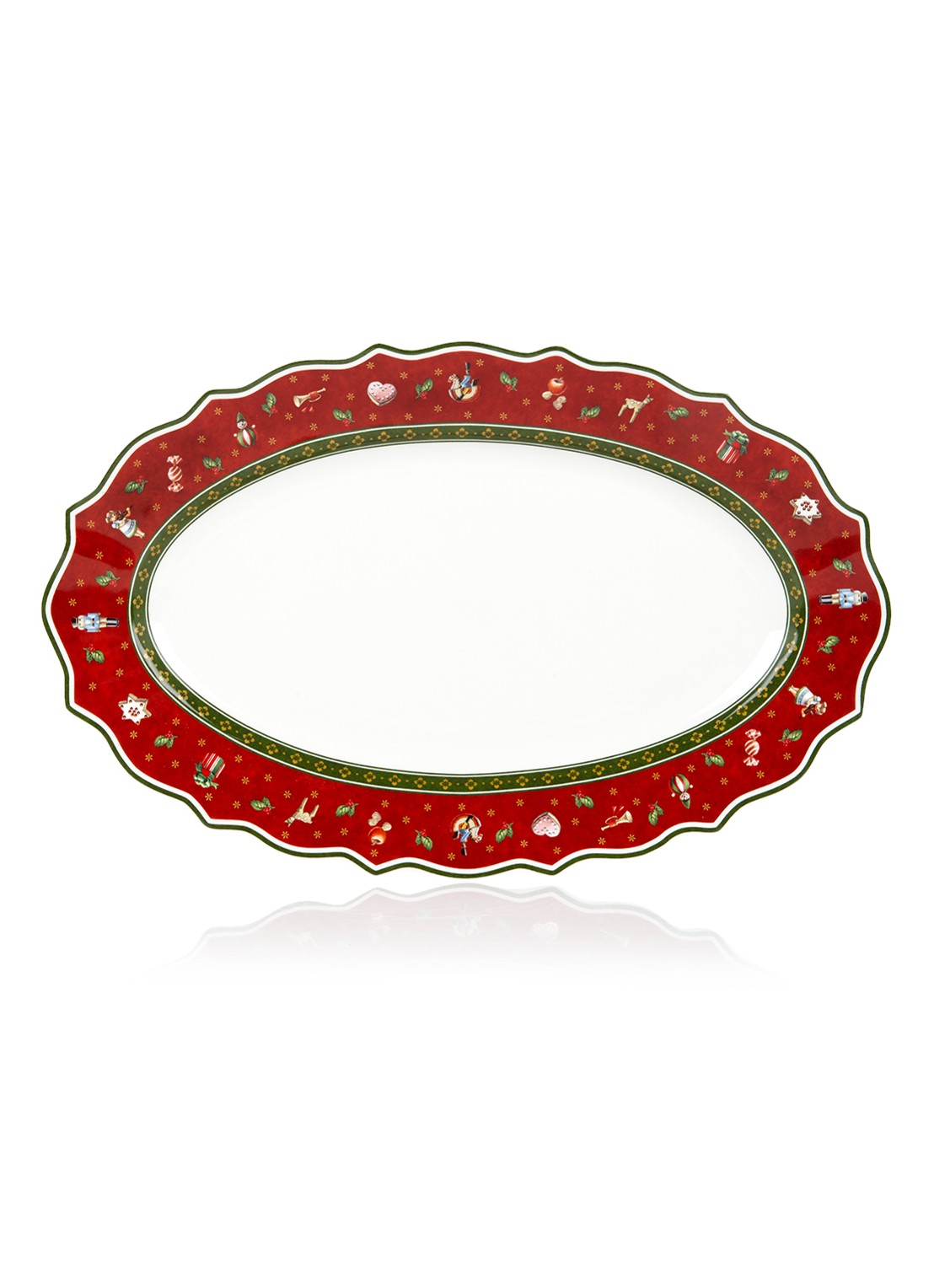 Villeroy & Boch Toy's Delight Kerst serveerschaal 37 cm - voorkant steenrood