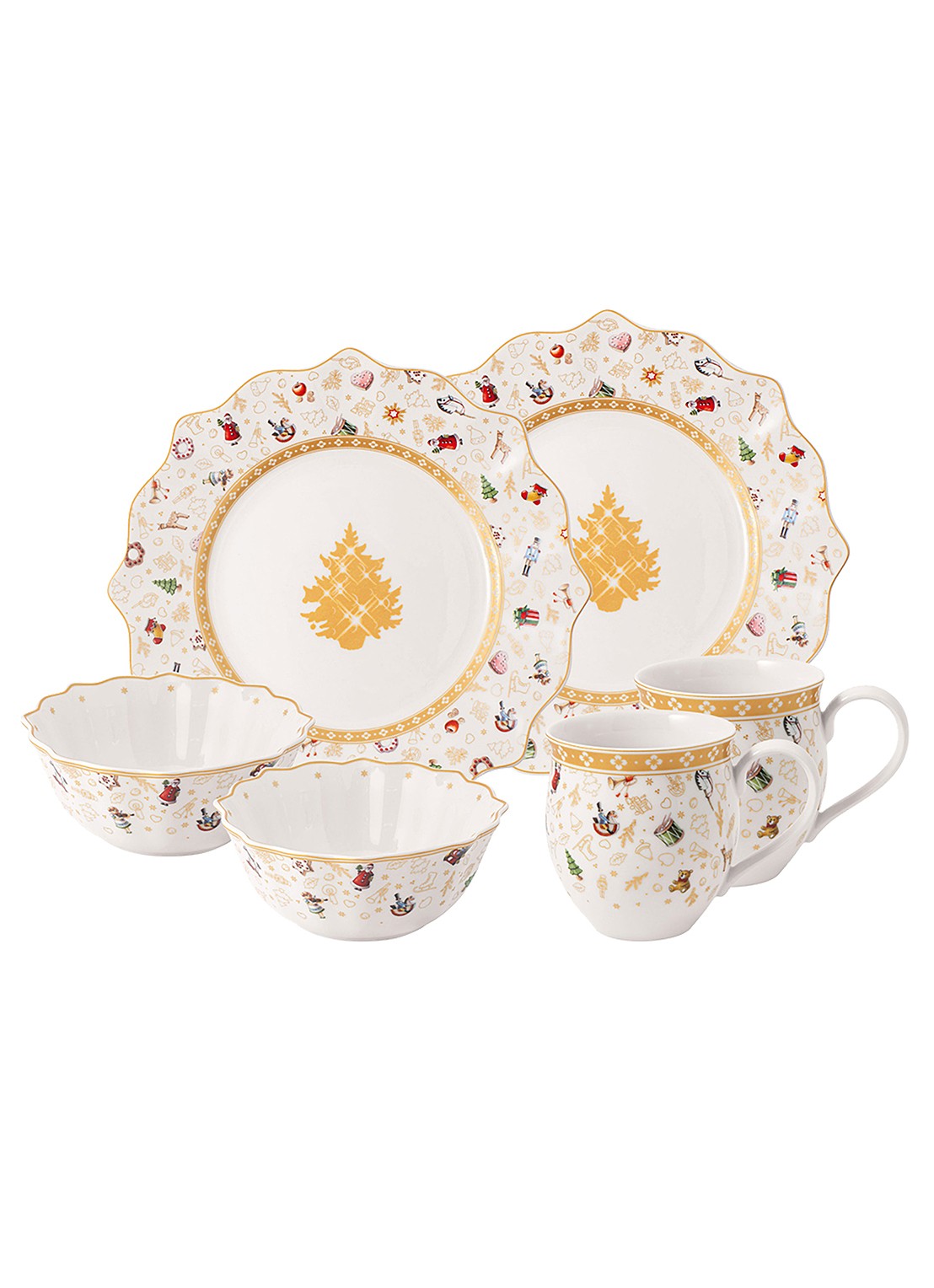Villeroy & Boch Toy's Delight kerst serviesset 6-delig  - voorkant 3 gebroken wit