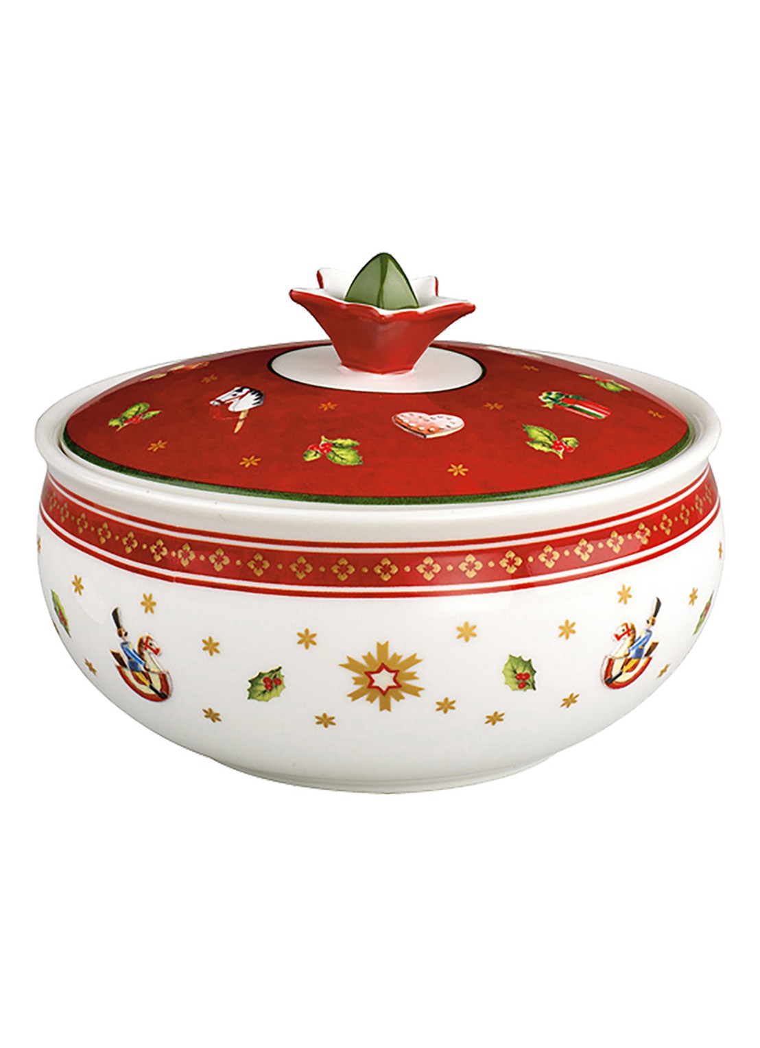 Villeroy & Boch Toy's Delight Kerst suikerpot 13 cm - voorkant 2 steenrood