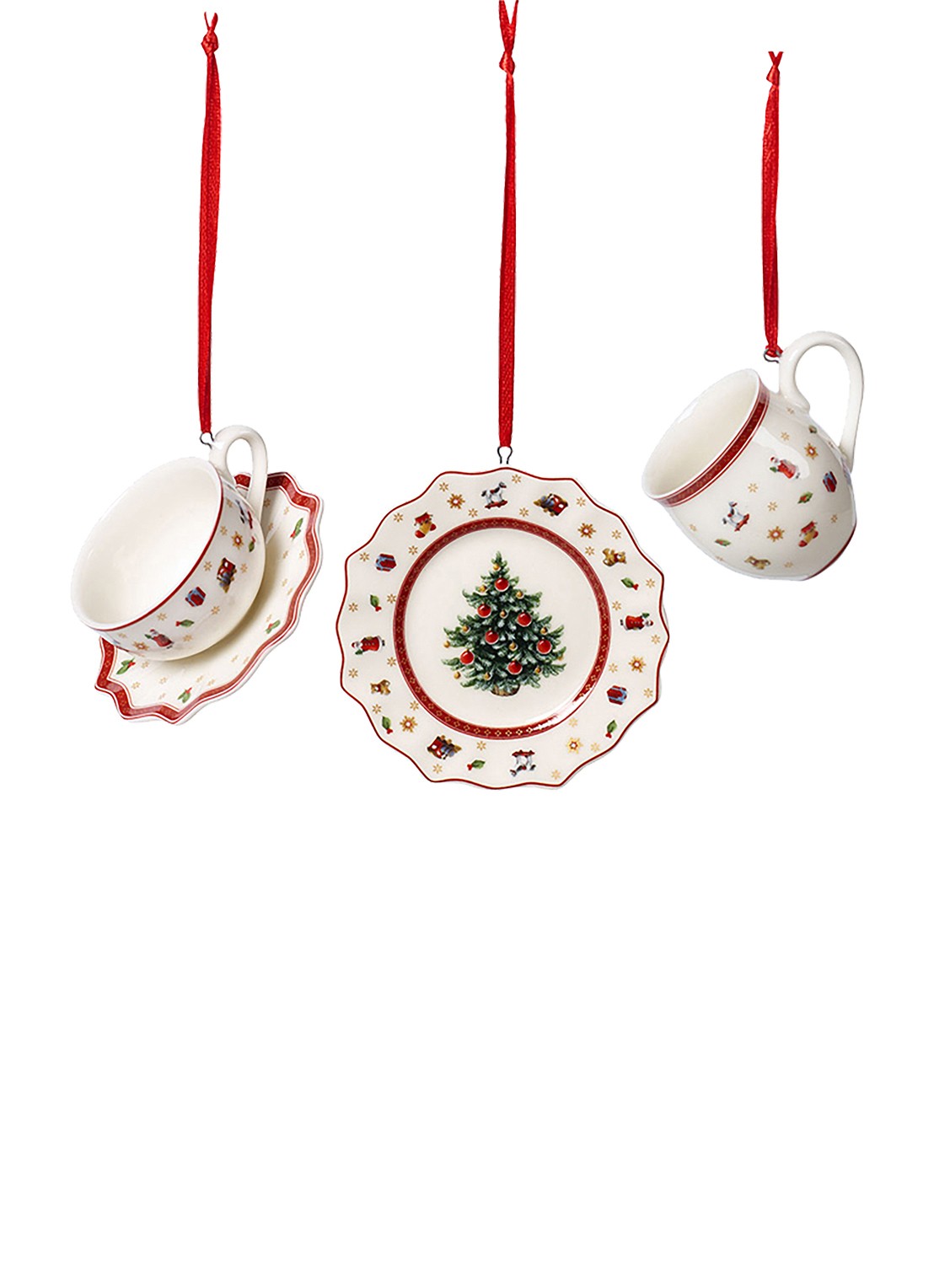 Villeroy & Boch Toy's Delight kersthangers set van 3 - voorkant 3 gebroken wit