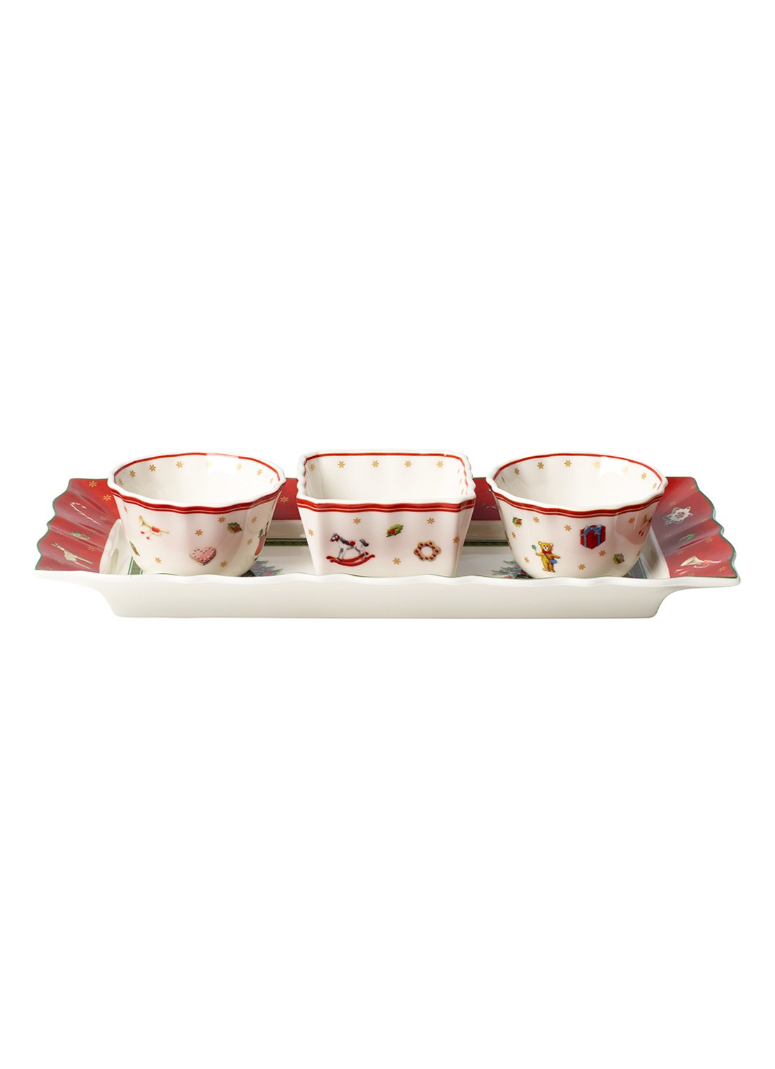 Villeroy & Boch Toy's Delight partyschaal set van 4 - voorkant steenrood