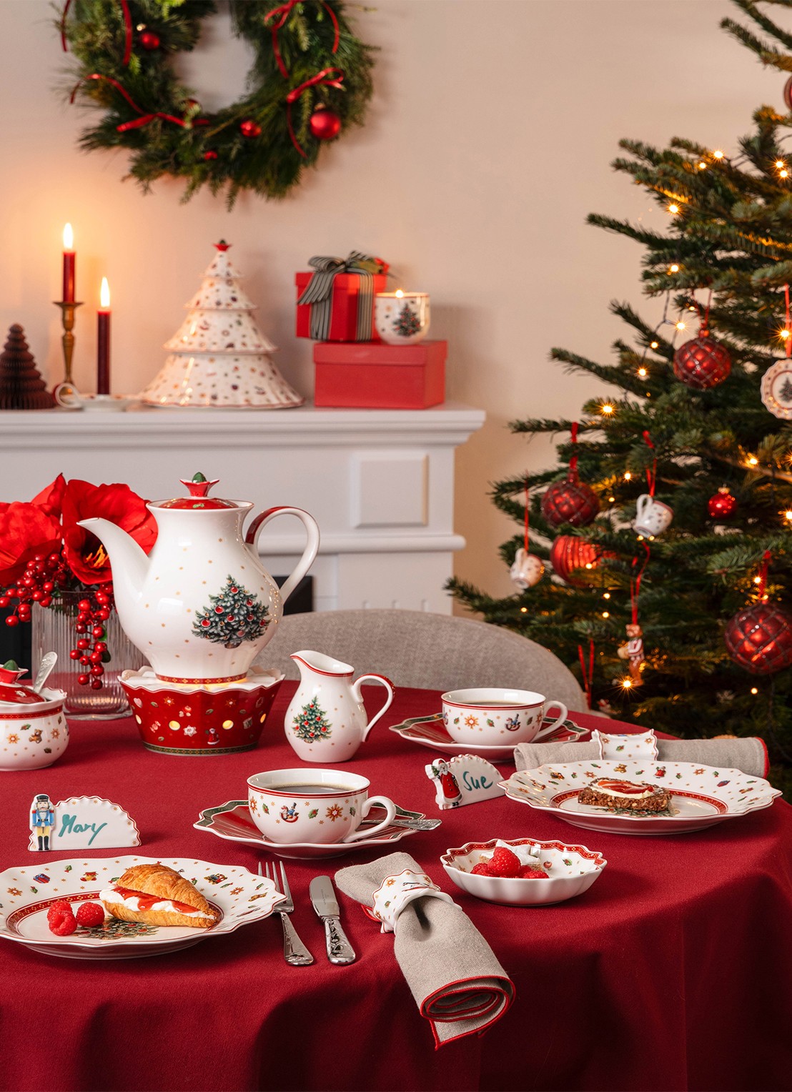 Villeroy & Boch Toy's Delight servetringen set van 4 - detail 3 rood
