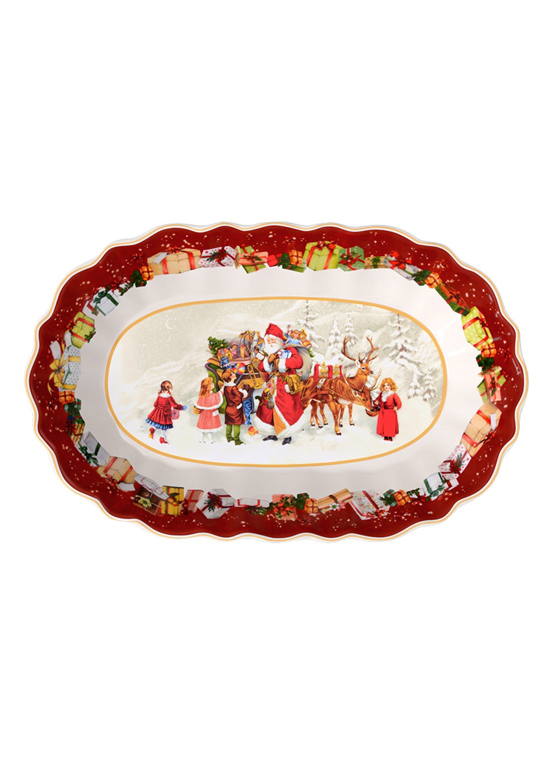 Villeroy & Boch Toy's Fantasy serveerschaal 30,5 x 20 cm - voorkant 3 steenrood