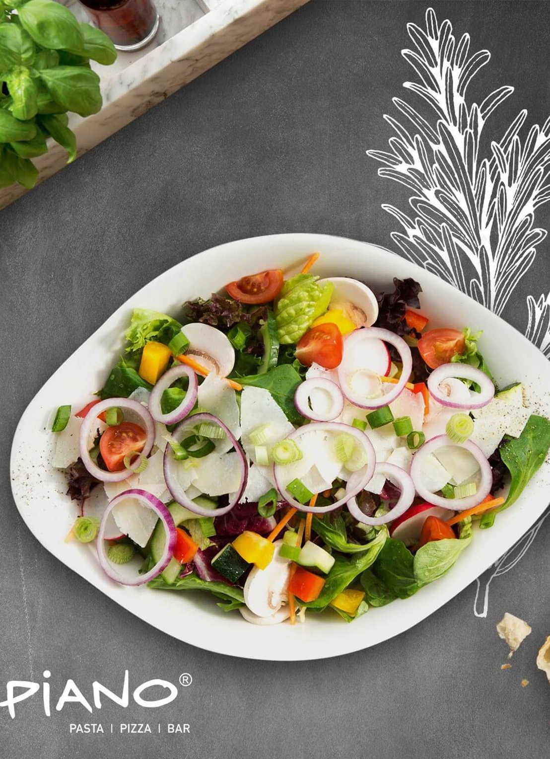 Villeroy & Boch Vapiano saladekom set van 2 - achterkant gebroken wit