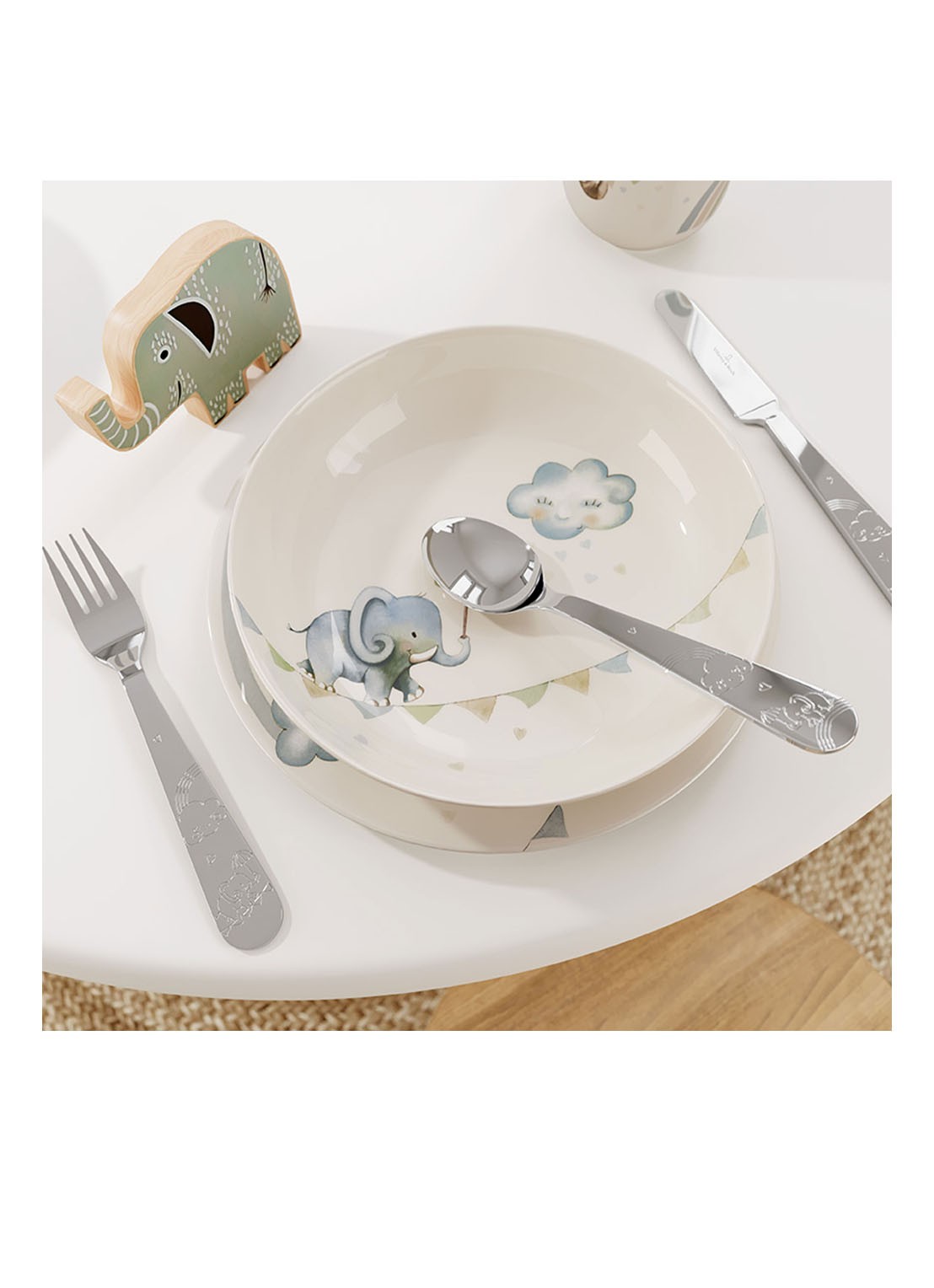 Villeroy & Boch Walk like an Elephant kinderbestek 4-delig - voorkant 2 zilver