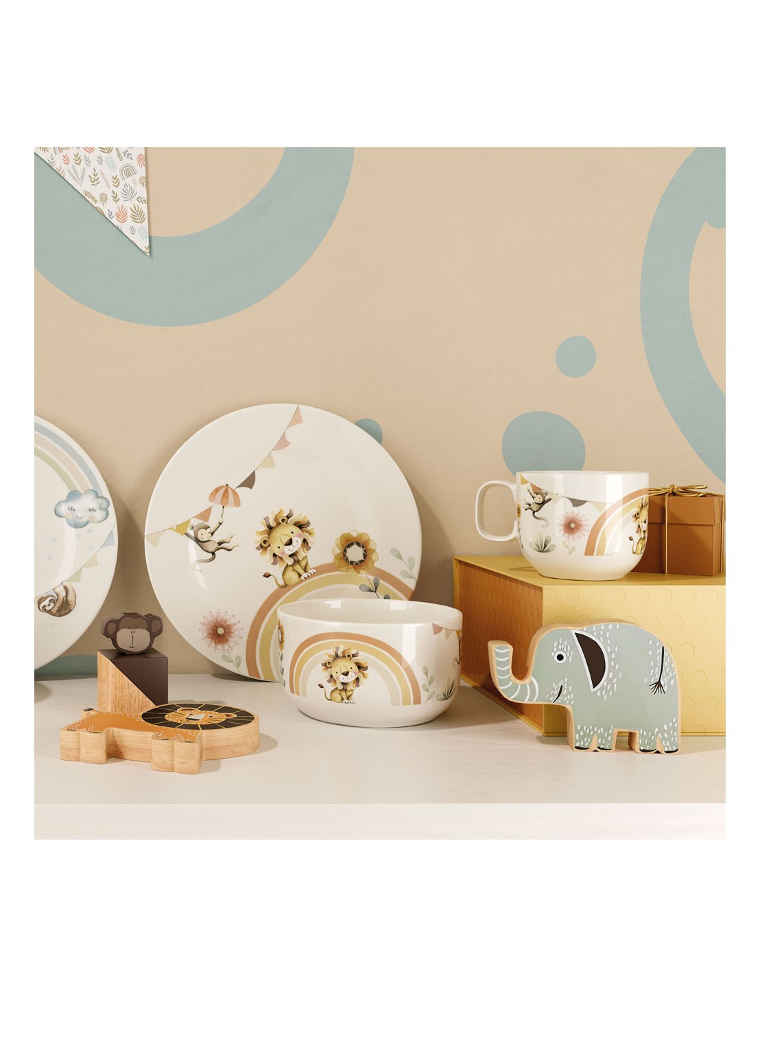 Villeroy & Boch Walk Like an Elephant Kinderserviesset 3-delig - voorkant 2 gebroken wit