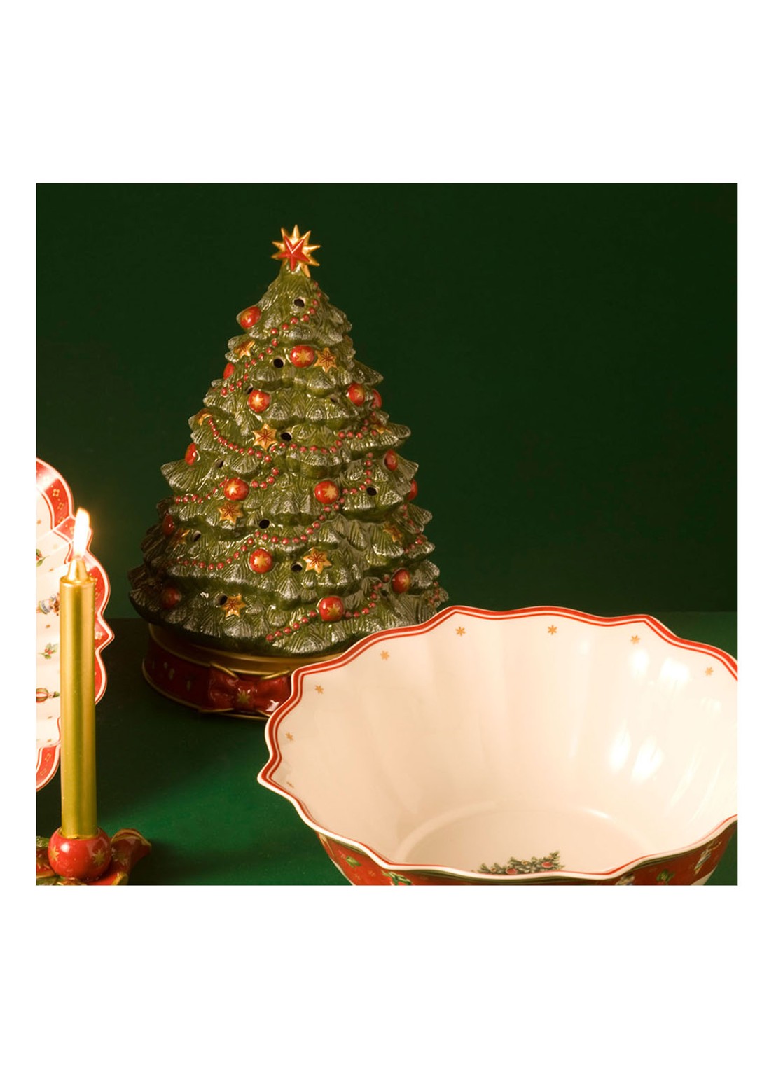 Villeroy & Boch Waxinelichthouder met muziek 33 cm - detail groen