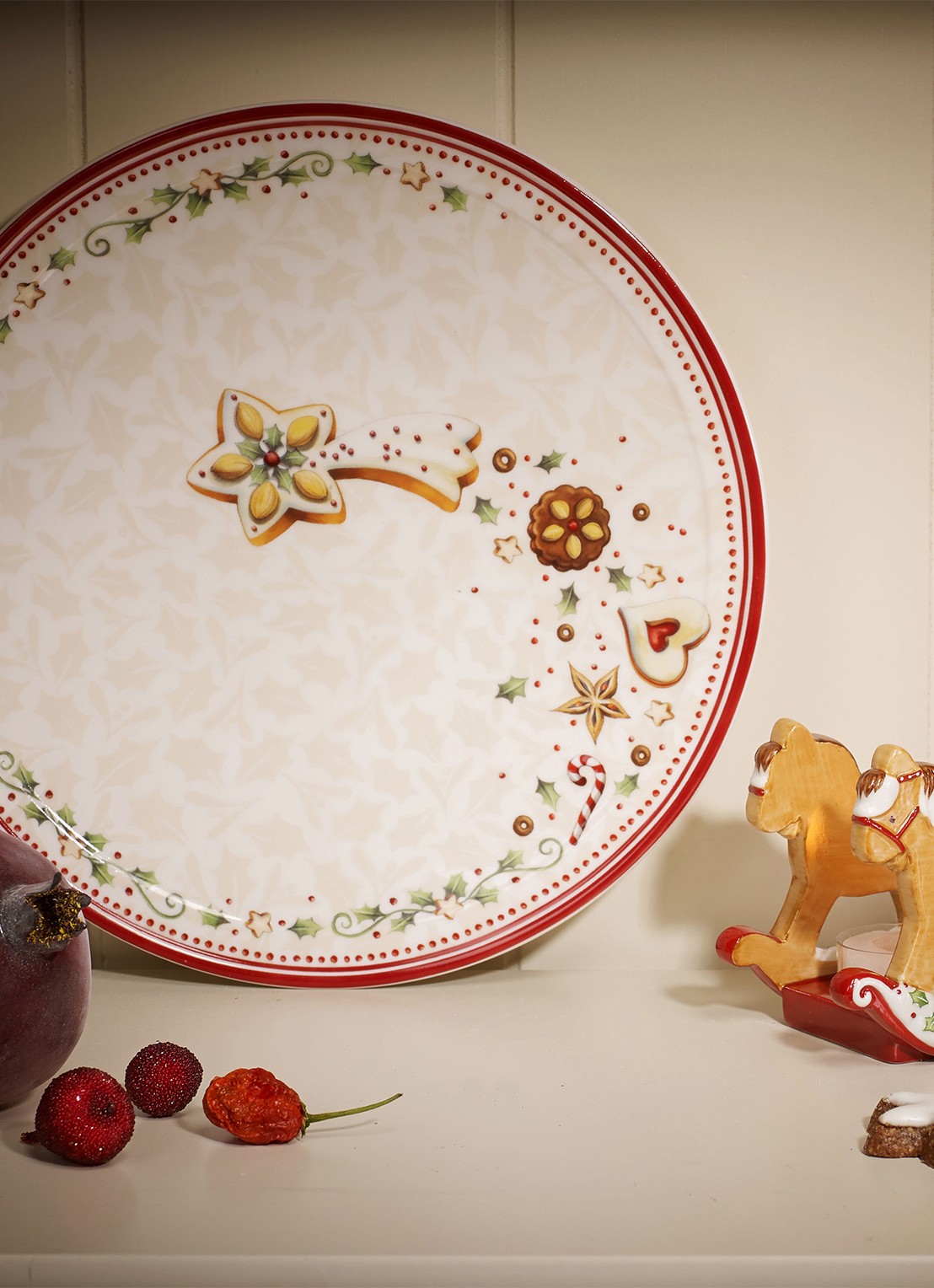 Villeroy & Boch Winter Bakery Delight Kerst ontbijtbord 21 cm - voorkant 2 gebroken wit