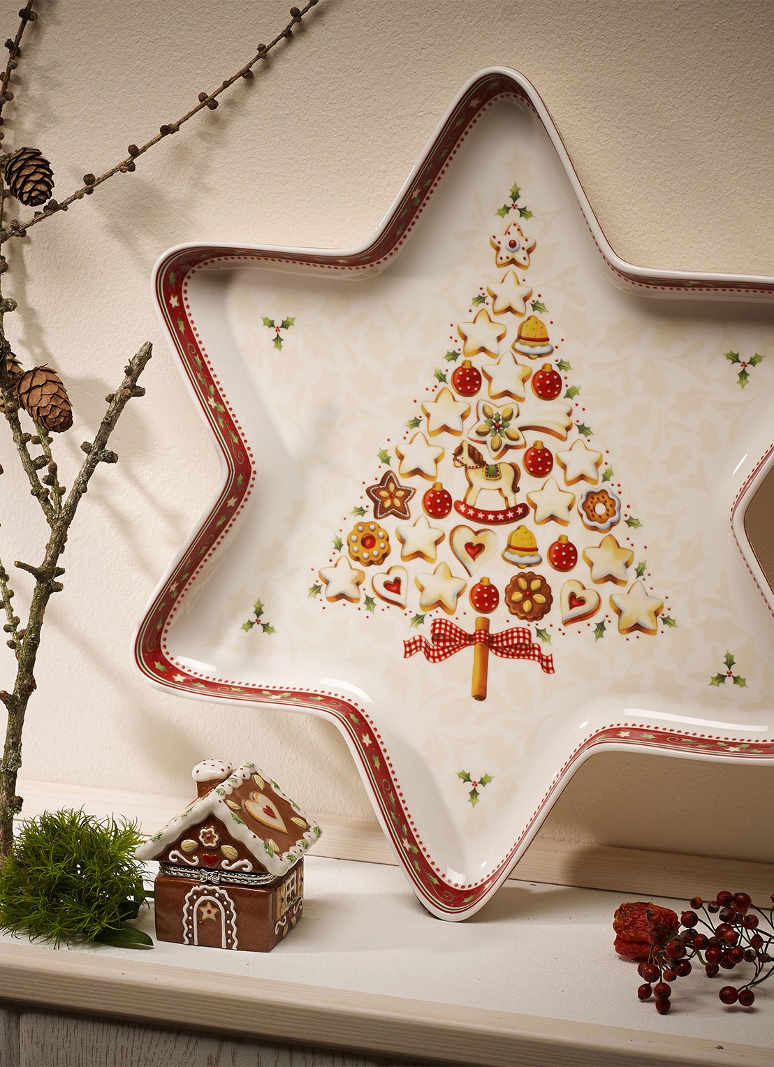 Villeroy & Boch Winter Bakery Delight Kerst partyschaal 37 cm - achterkant gebroken wit