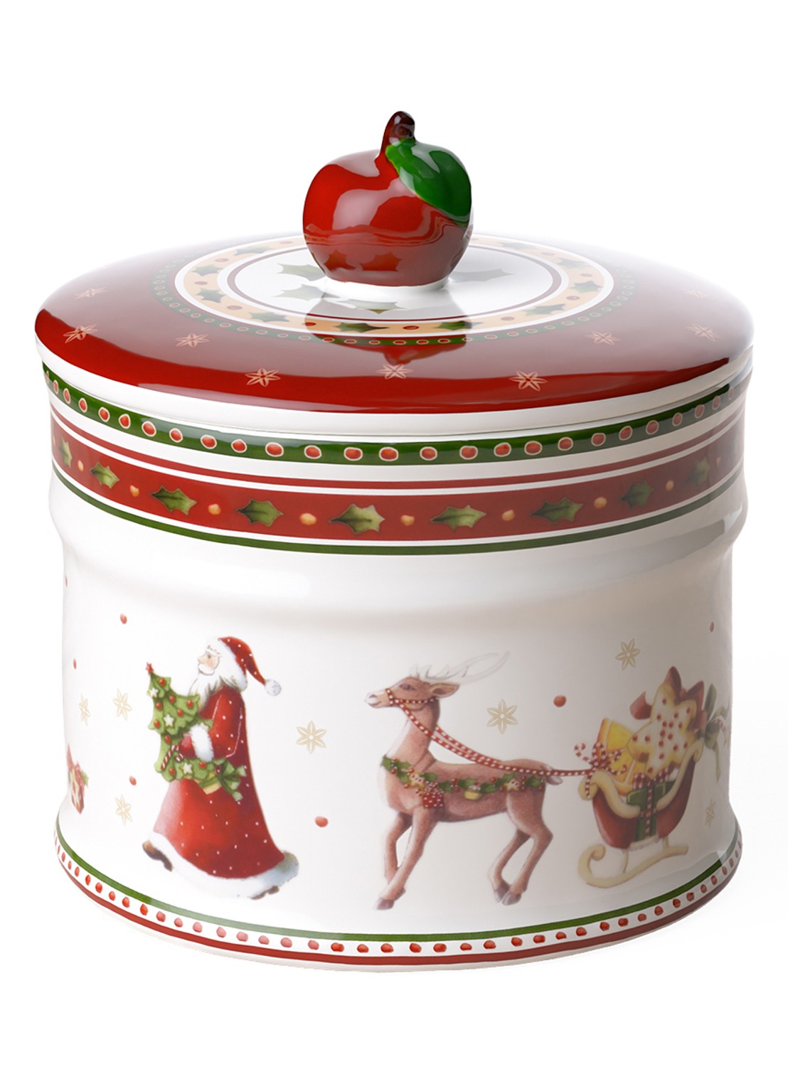 Villeroy & Boch Winter Bakery Delight Kerst snoeppot 11 cm - voorkant 6 steenrood