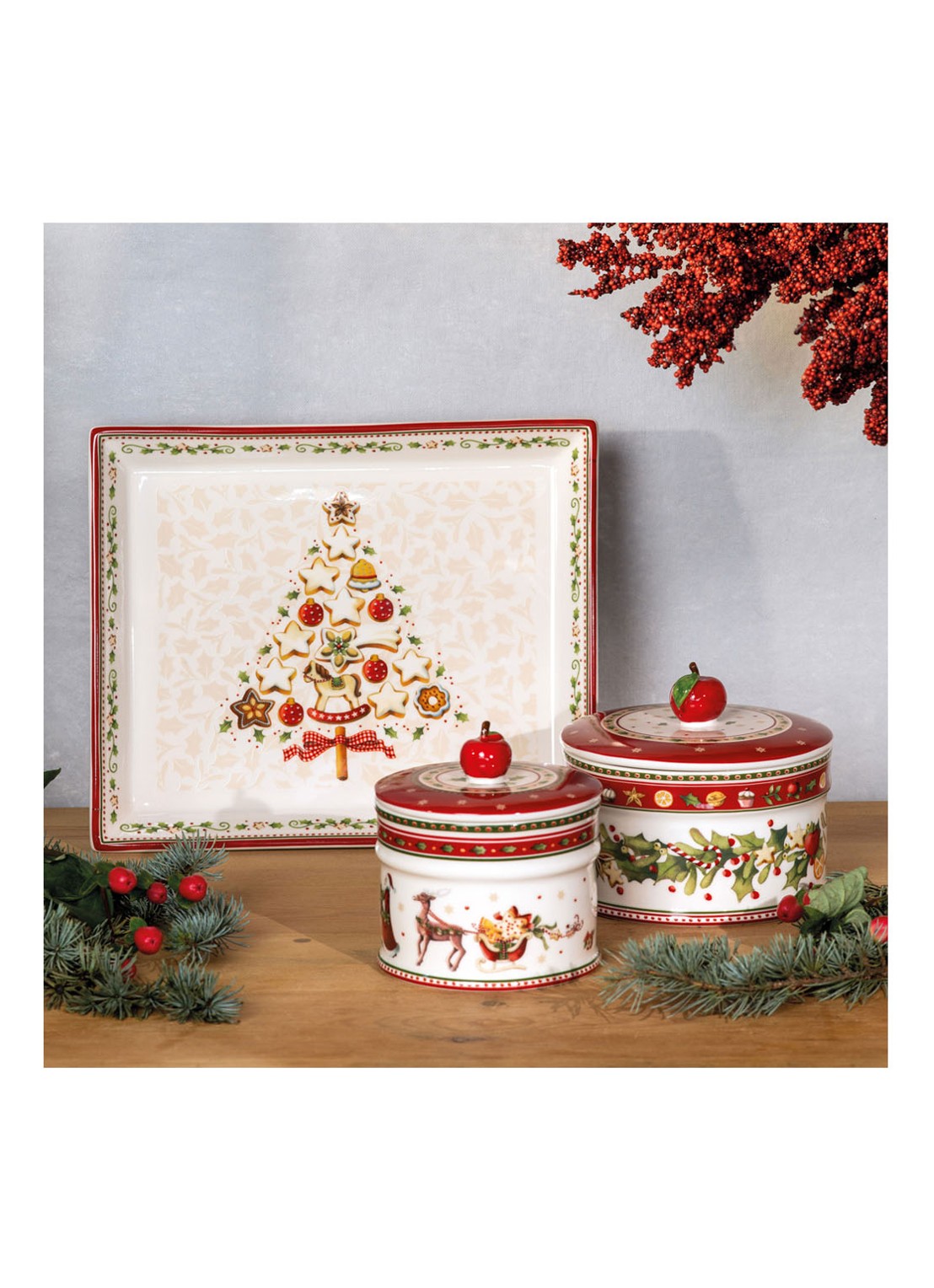 Villeroy & Boch Winter Bakery Delight Kerst snoeppot 13,5 cm - detail 5 steenrood