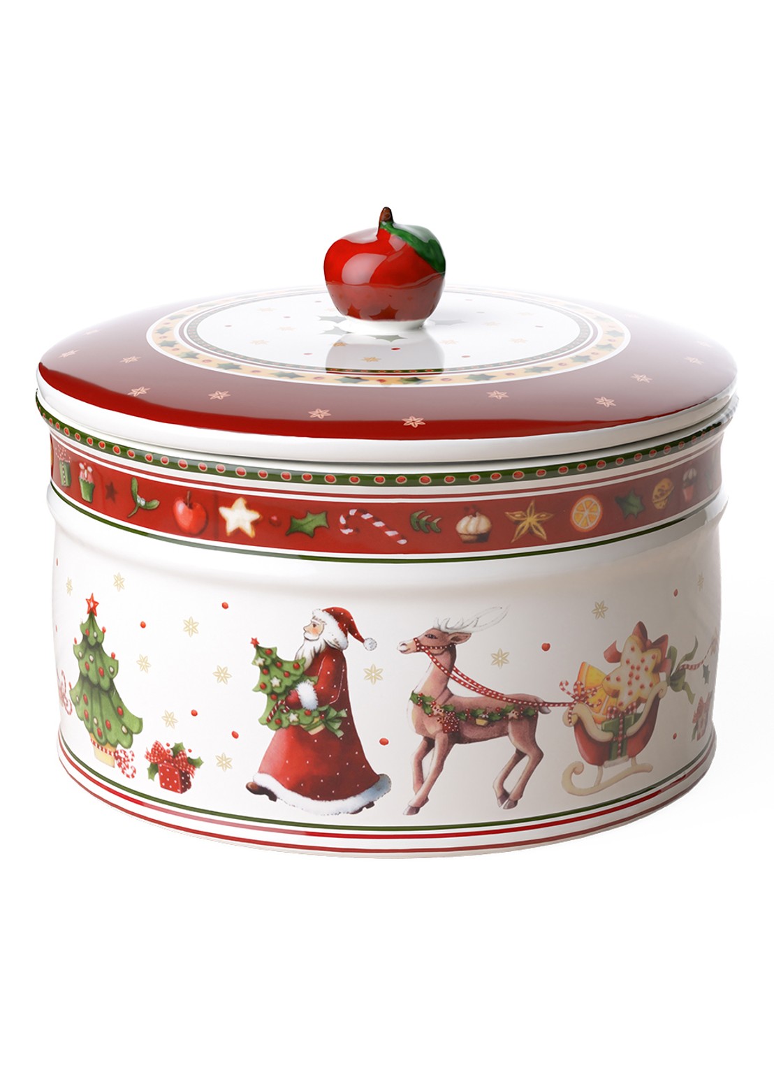 Villeroy & Boch Winter Bakery Delight Kerst snoeppot 17 cm - voorkant steenrood