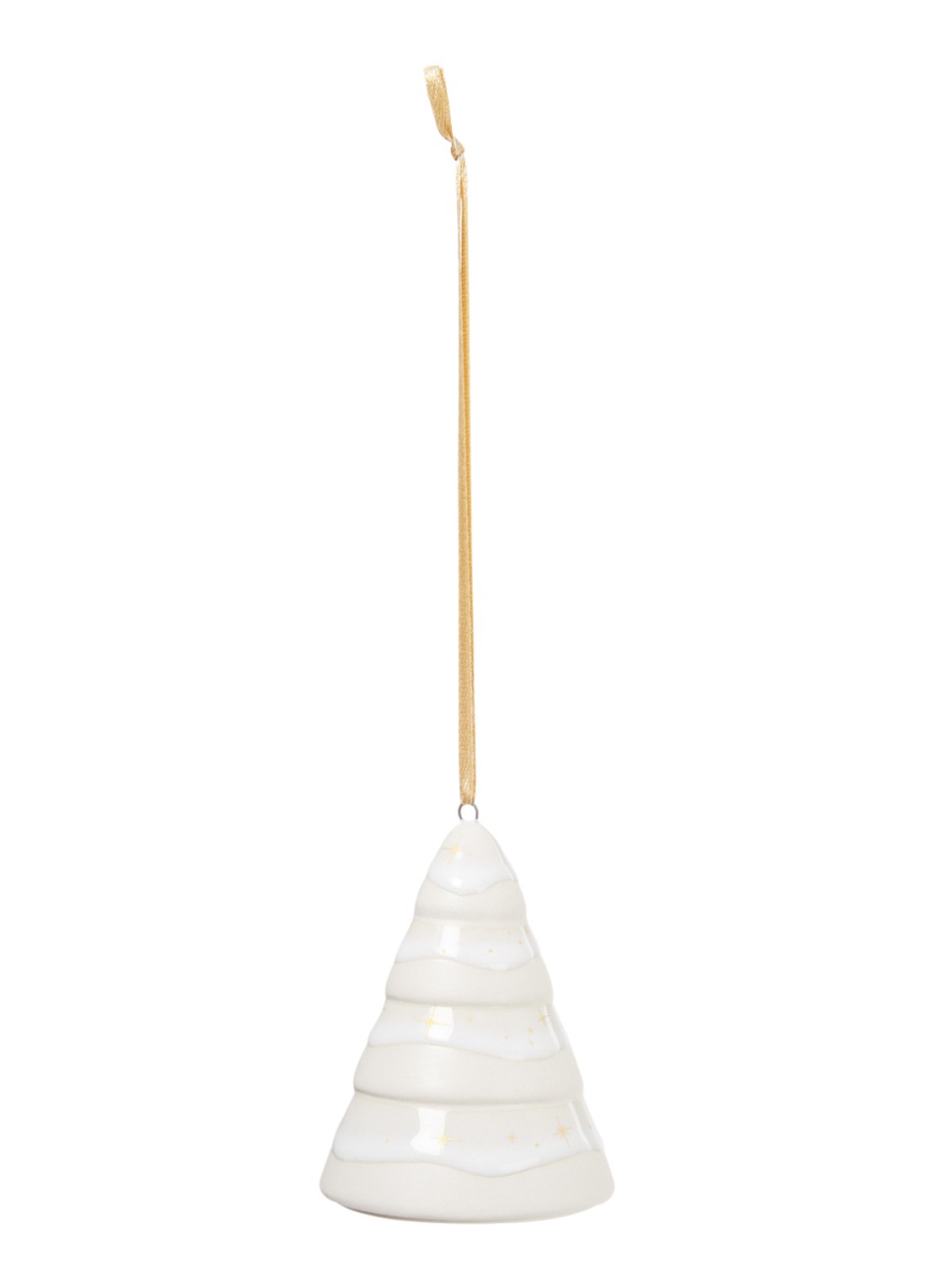 Villeroy & Boch Winter Glow Dennenboom kersthanger 7,5 cm - voorkant 2 gebroken wit