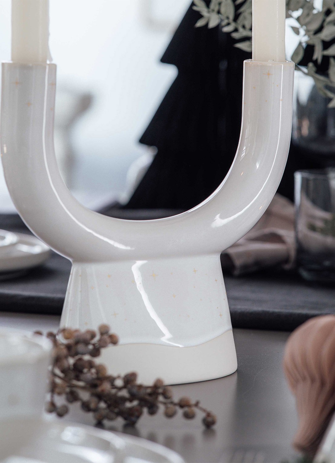 Villeroy & Boch Winter Glow U-vorm kaarshouder 20,5 cm - detail 3 gebroken wit