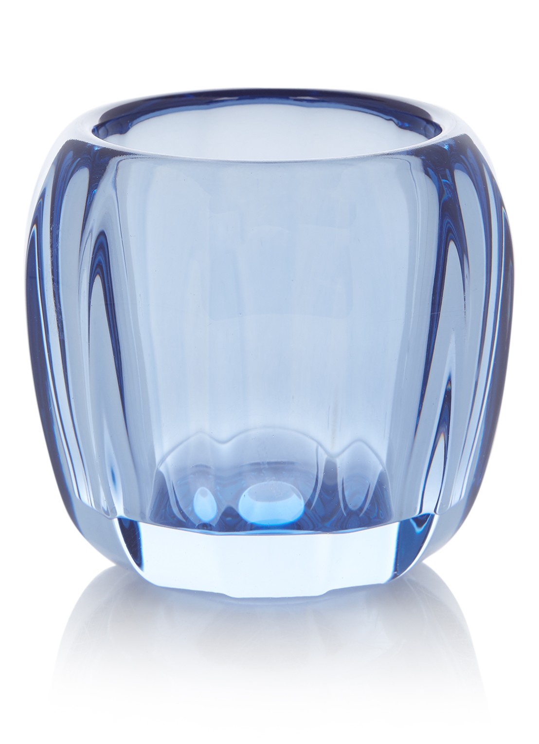 Villeroy & Boch Winter waxinelichthouder van glas - voorkant donkerblauw