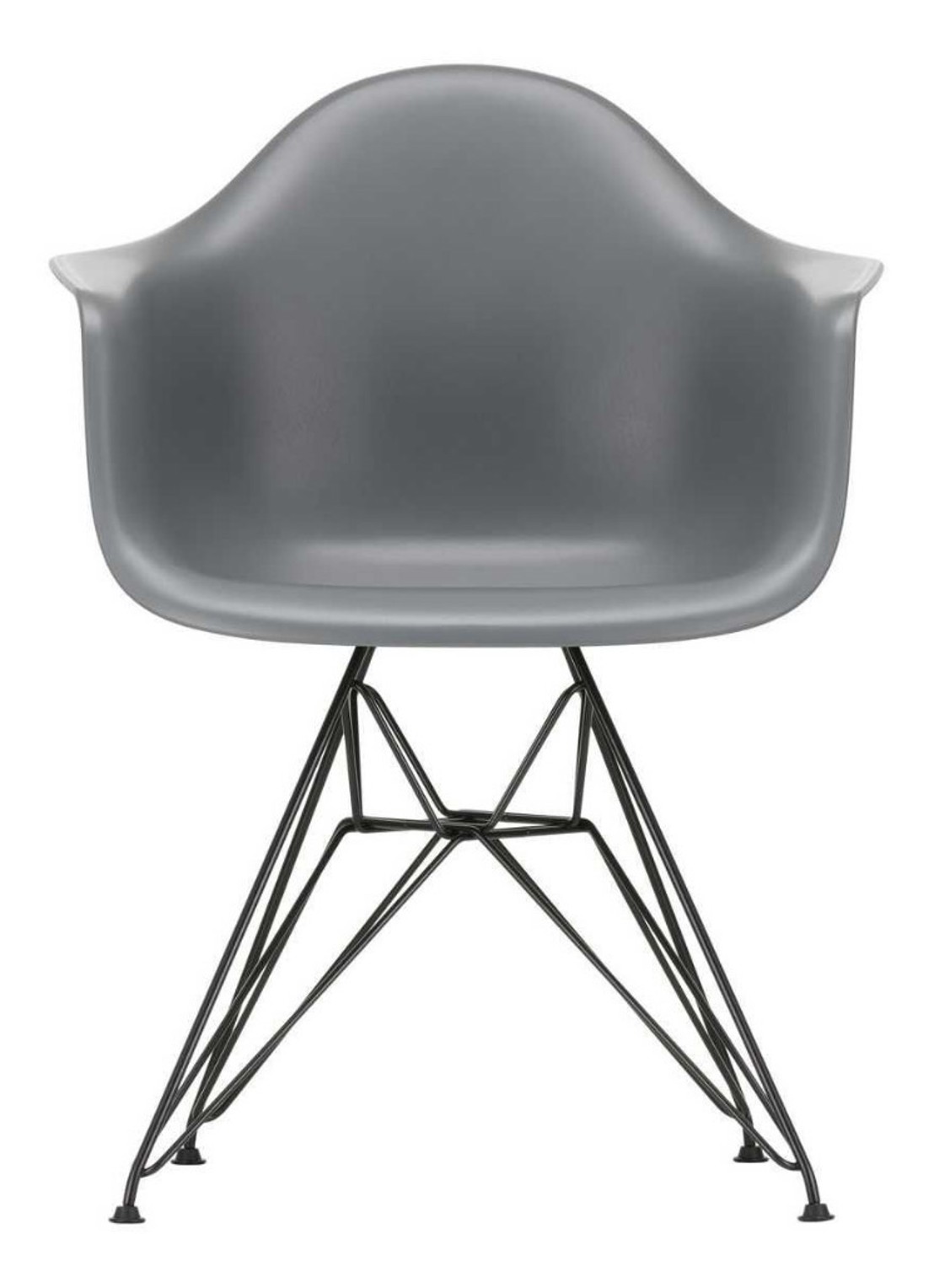 Vitra Eames DAR stoel met verchroomd onderstel - voorkant grijs