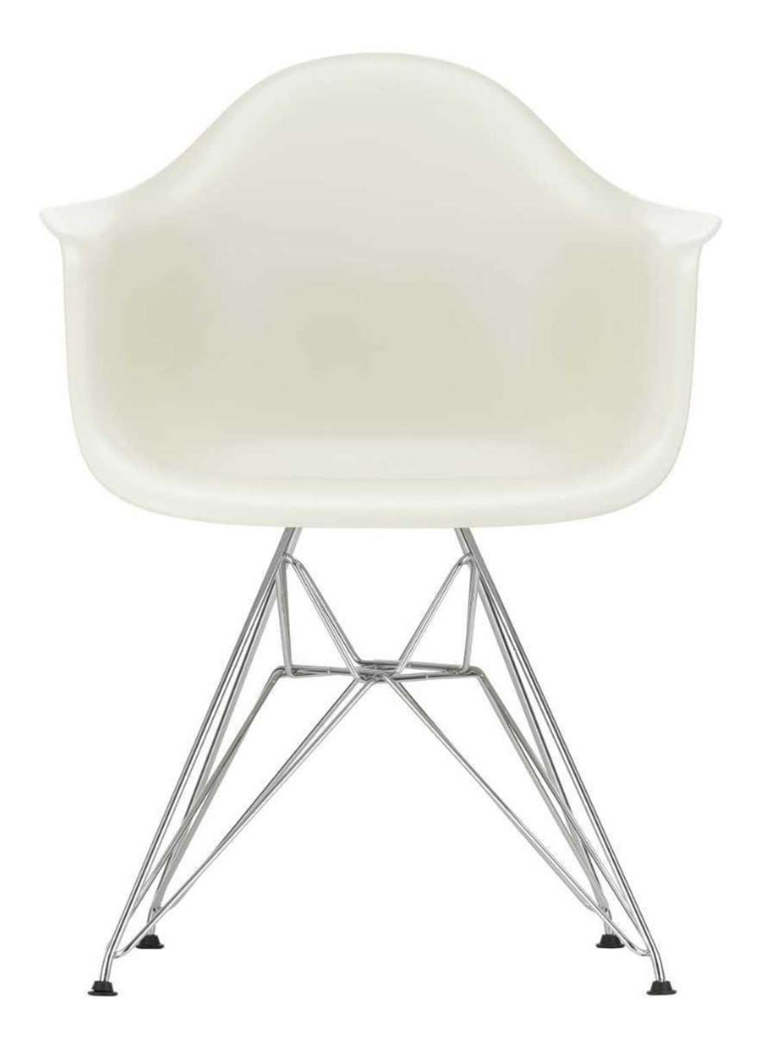 Vitra Eames DAR stoel verchroomd onderstel,  - voorkant creme