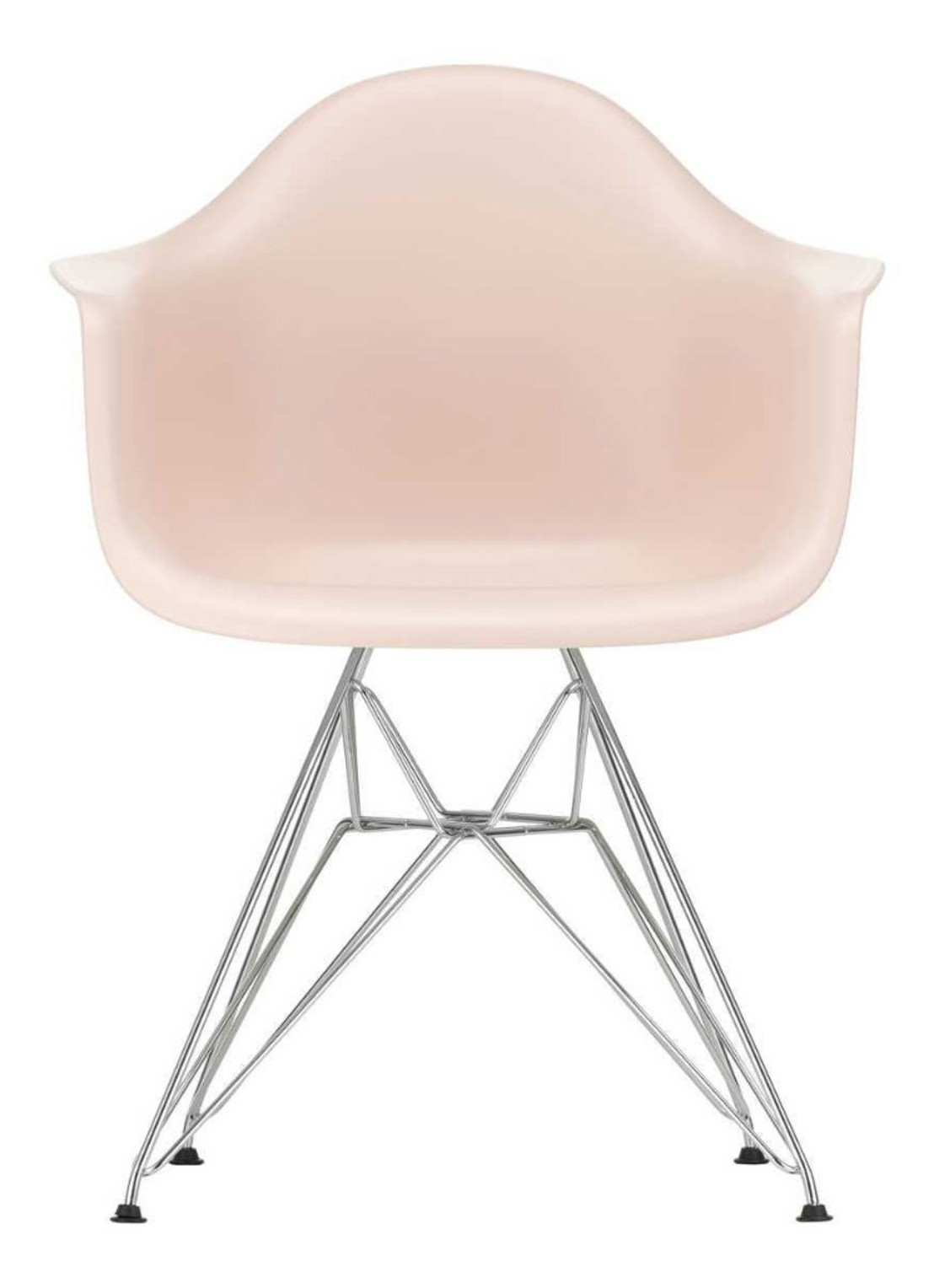 Vitra Eames DAR stoel verchroomd onderstel,  - voorkant lichtroze