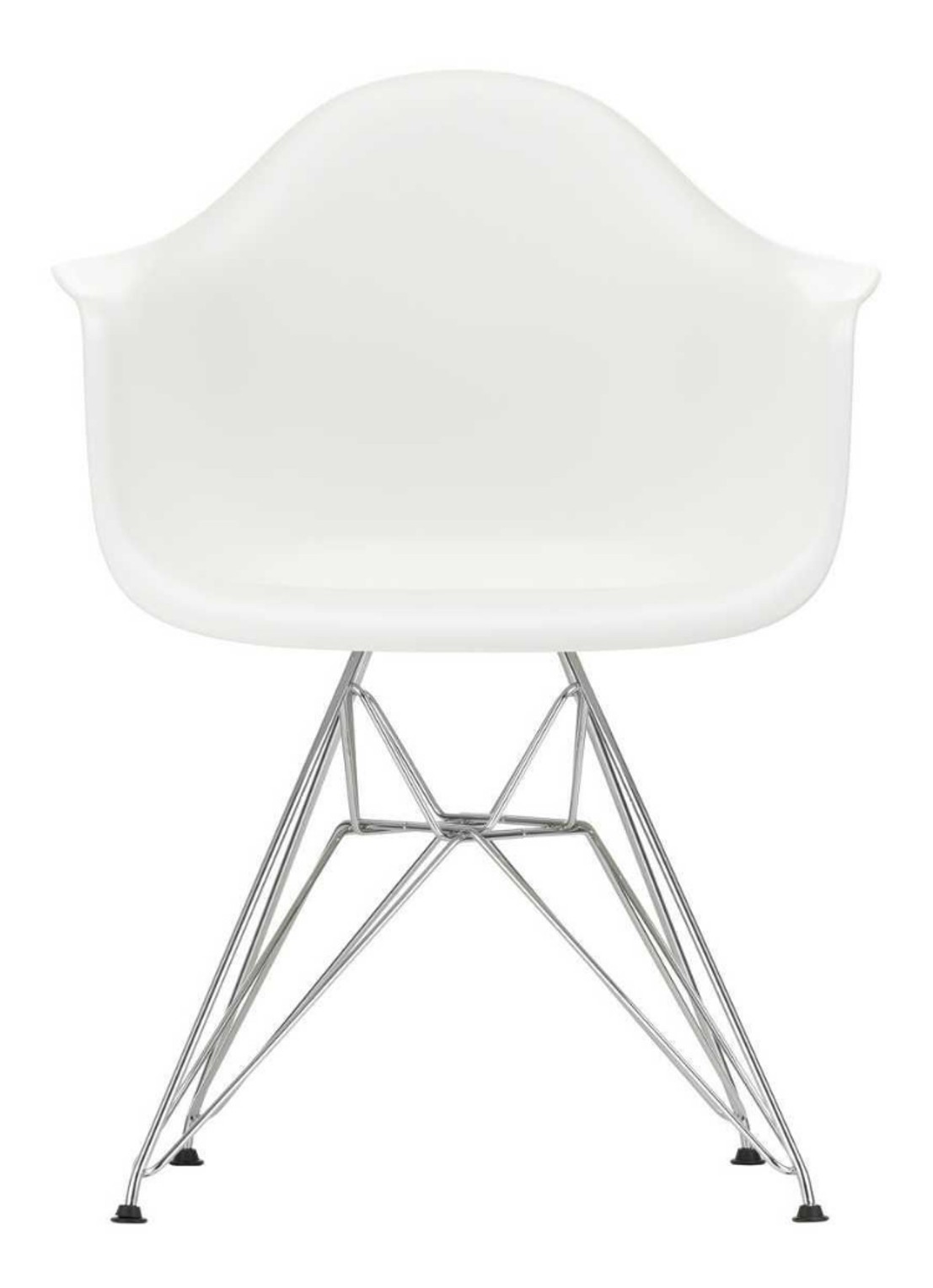 Vitra Eames DAR stoel verchroomd onderstel - voorkant wit