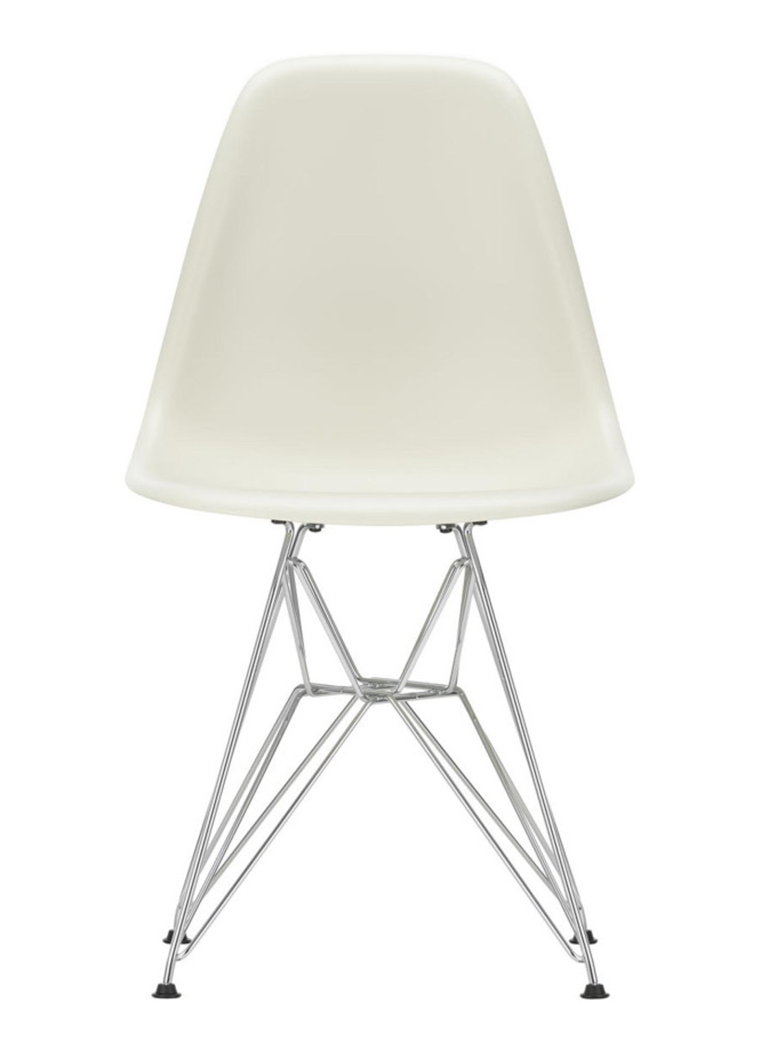 Vitra Eames DSR stoel met verchroomd onderstel - voorkant wit
