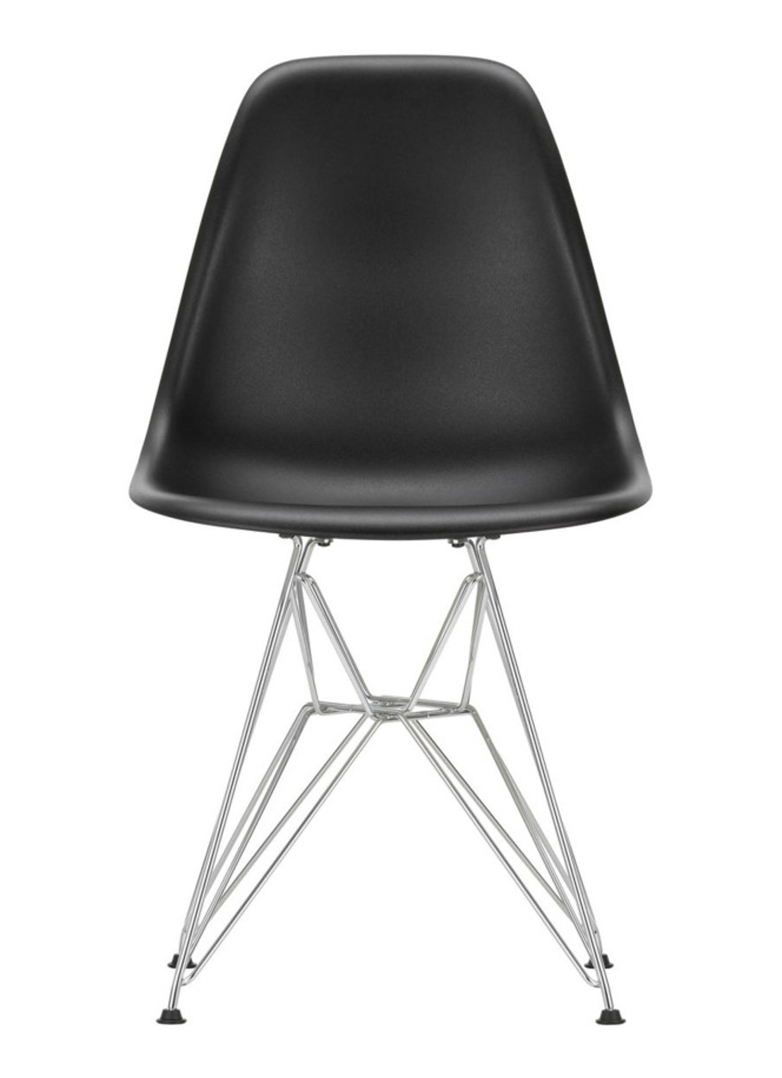 Vitra Eames DSR stoel verchroomd onderstel,  - voorkant zwart