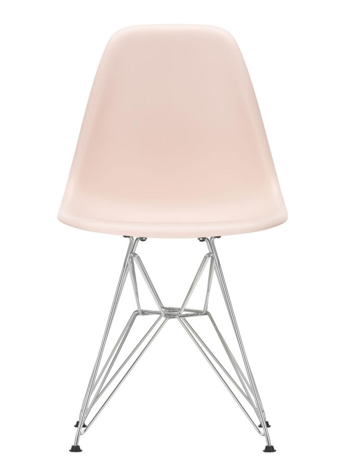 Vitra Eames DSR stoel verchroomd onderstel,  - voorkant roze