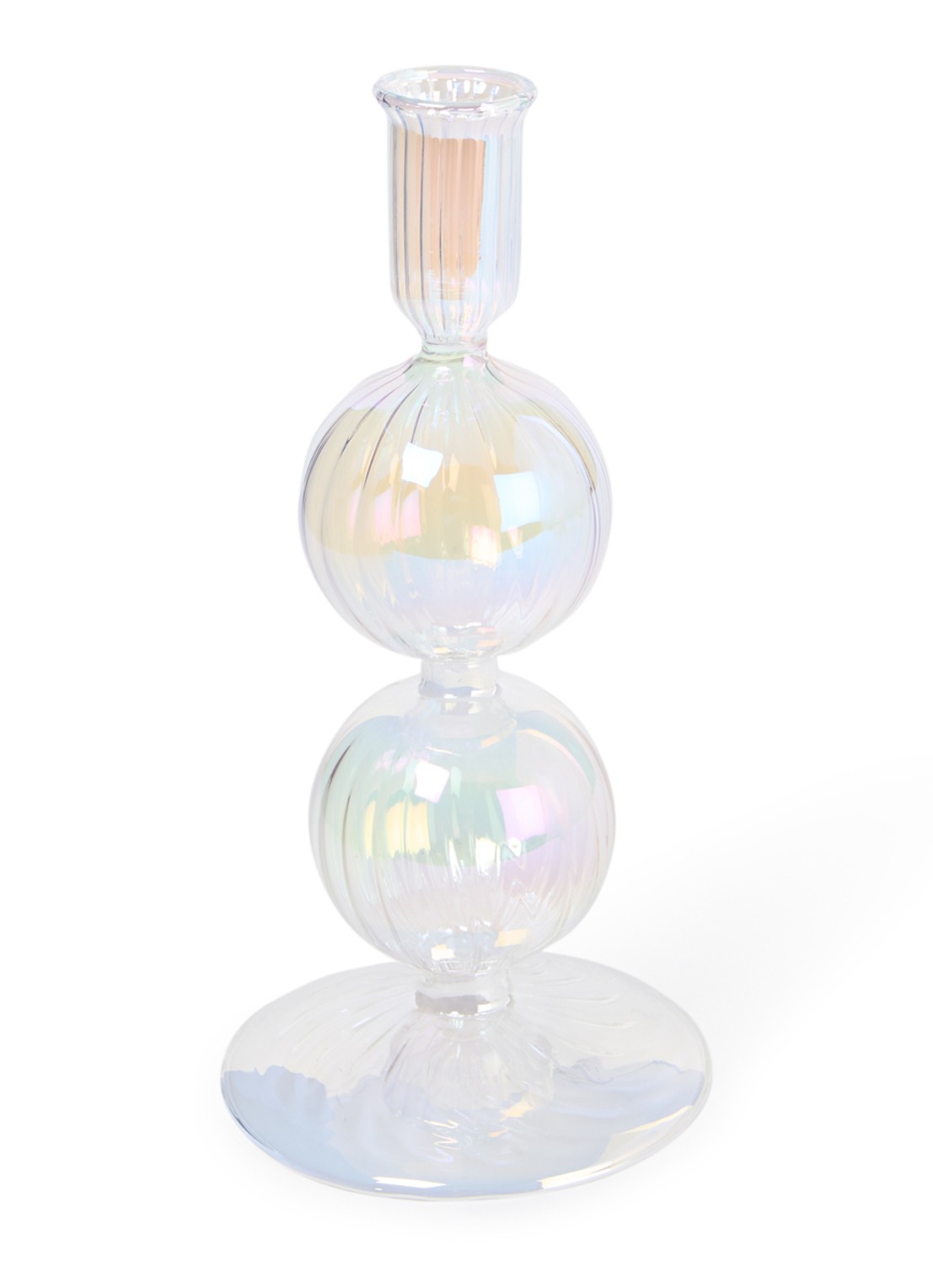 Vondels 2 Bubbles kandelaar 19 cm - voorkant transparant