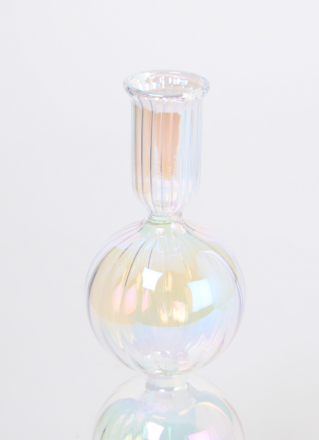 Vondels 2 Bubbles kandelaar 19 cm - voorkant 2 transparant