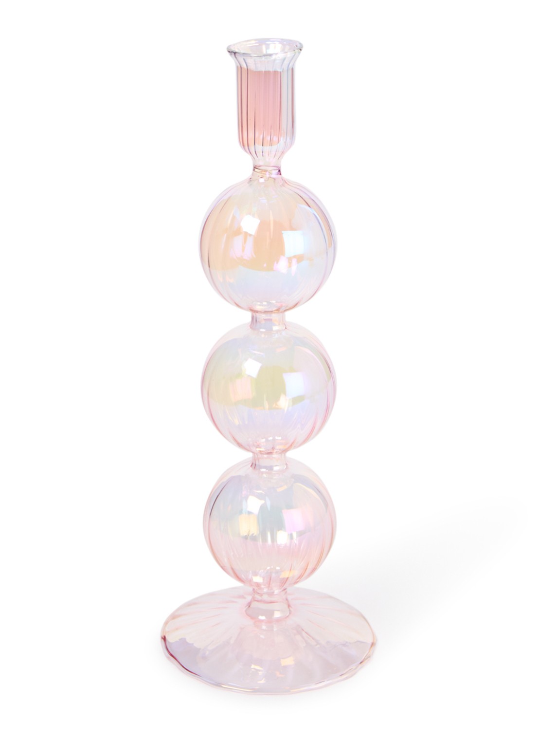 Vondels 3 Bubbles kandelaar 29 cm - voorkant lichtroze