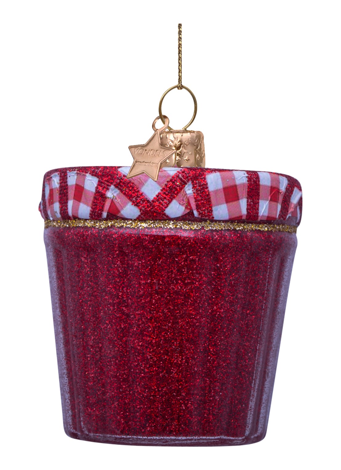 Vondels Aardbeienjam kersthanger 6 cm - detail 3 rood