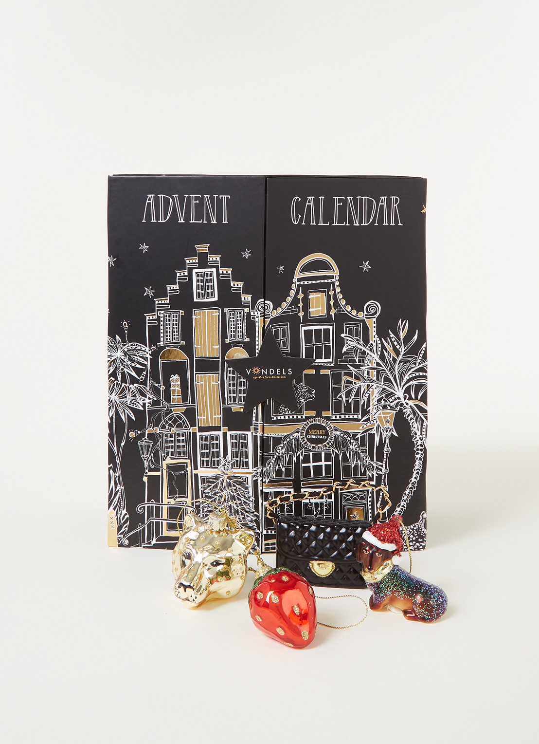 Vondels Adventskalender met kersthangers - 9 dagen - voorkant multicolor