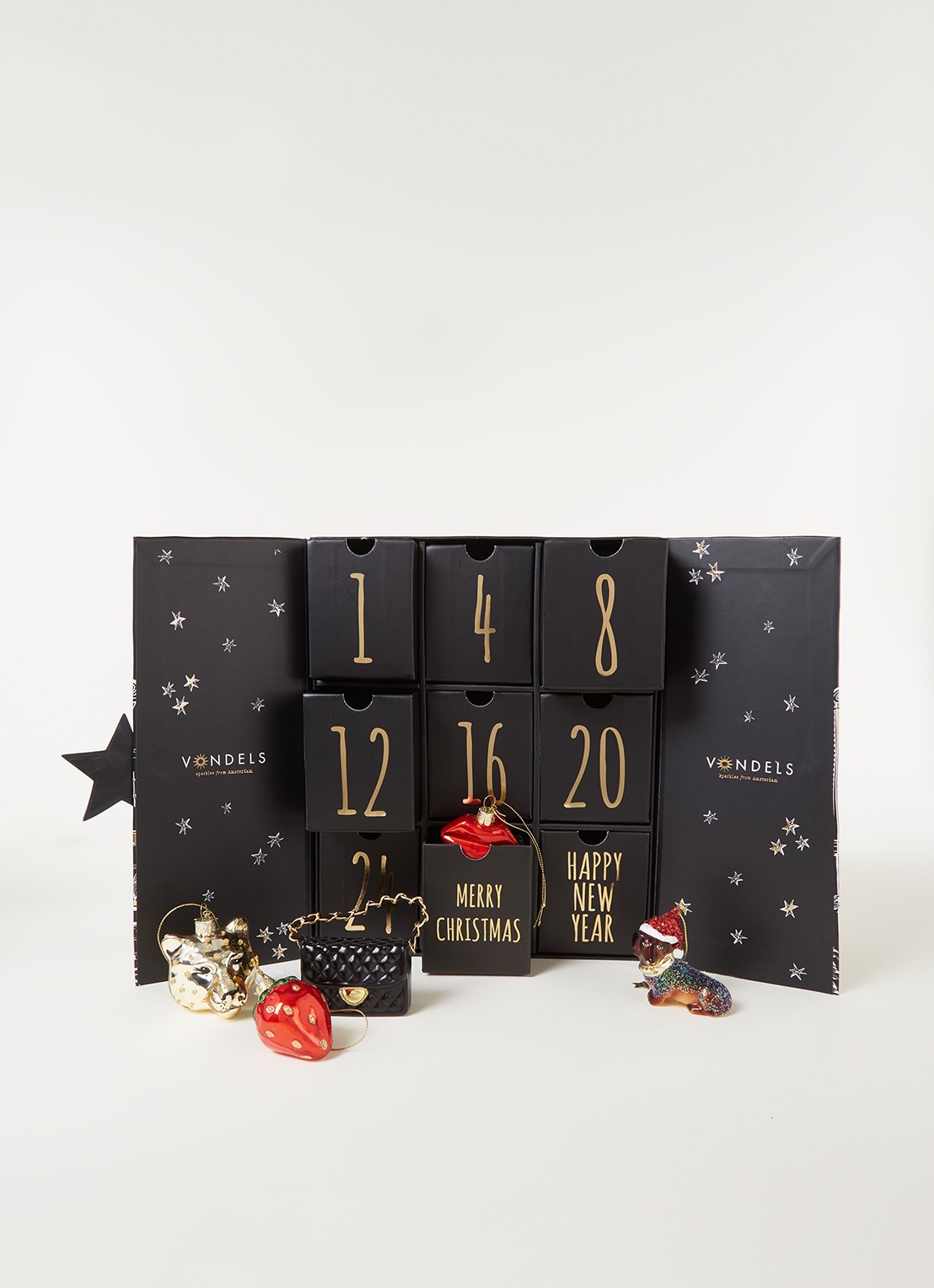 Vondels Adventskalender met kersthangers - 9 dagen - voorkant 2 multicolor