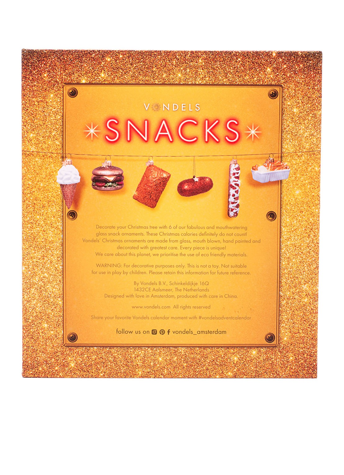 Vondels Adventskalender Snackbox kersthanger set van 6 - detail 2 goud