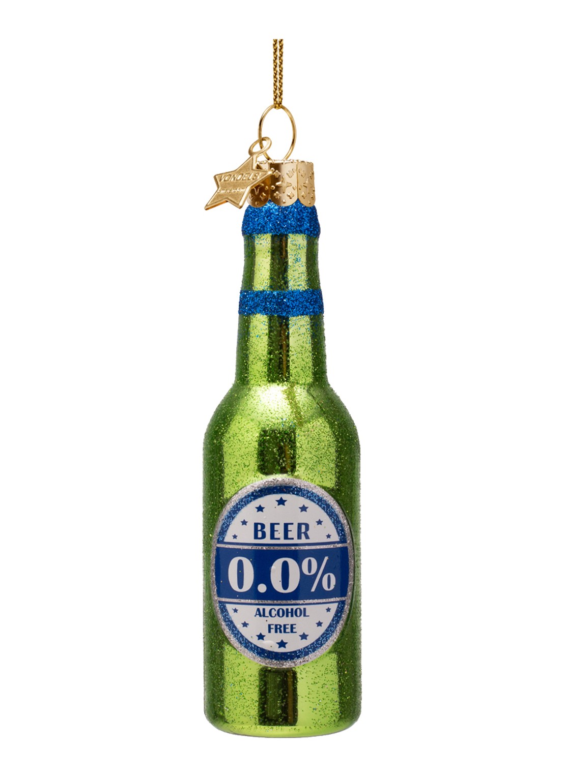 Vondels Alcohol Vrij Bier kersthanger 12,5 cm - voorkant 3 groen
