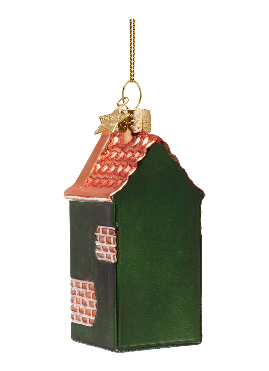 Vondels Amsterdam Grachtenpand kersthanger 9 cm - achterkant 3 groen