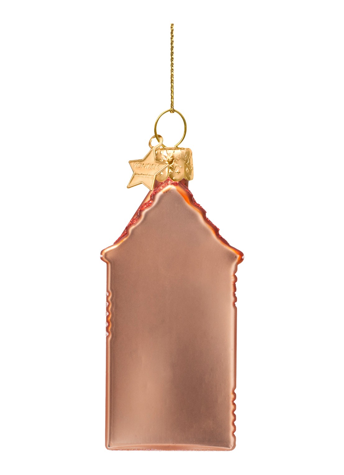 Vondels Amsterdam Grachtenpand kersthanger 9 cm - achterkant perzikroze