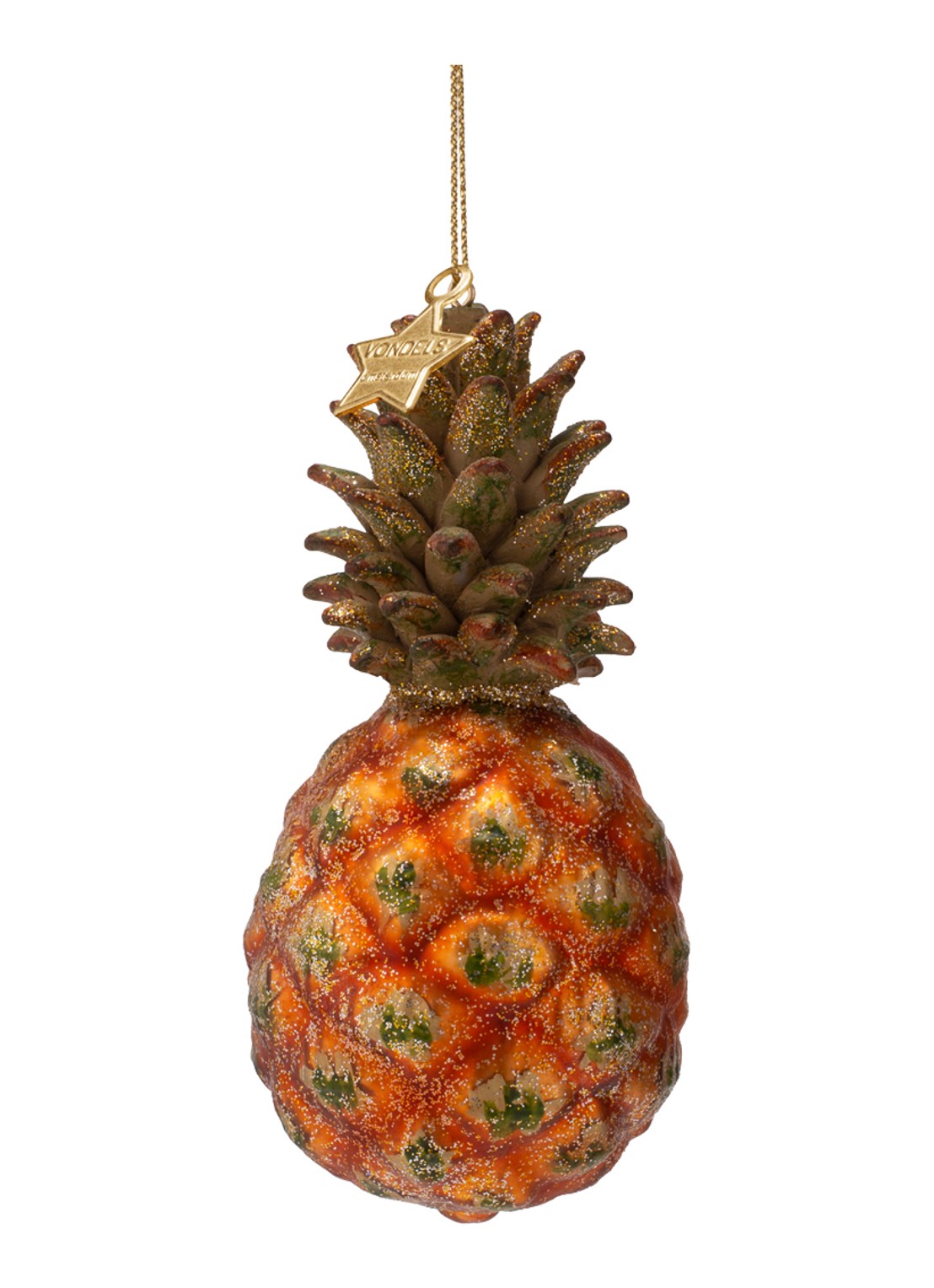 Vondels Ananas kersthanger 11,5 cm - achterkant orange