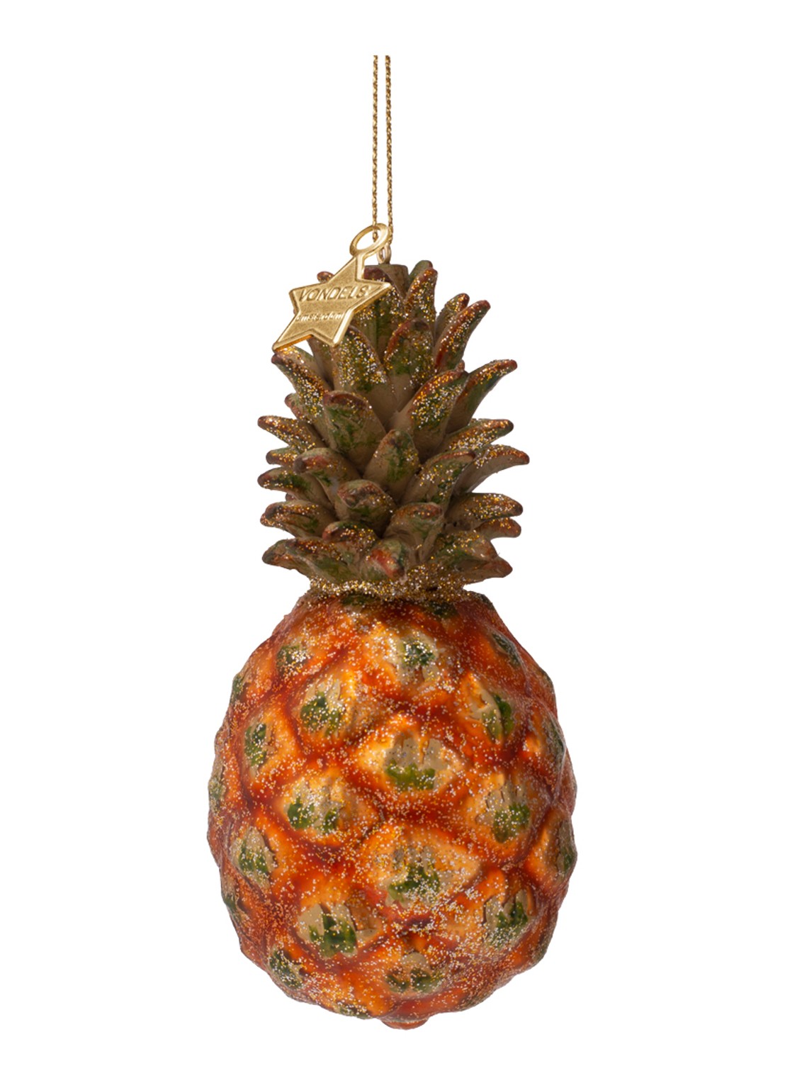 Vondels Ananas kersthanger 11,5 cm - voorkant 2 orange
