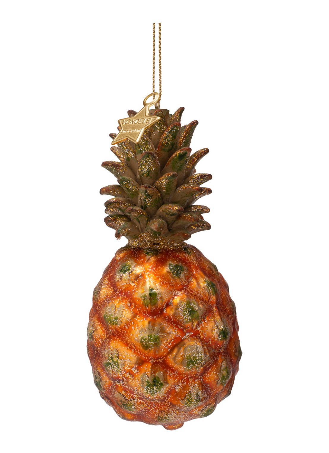 Vondels Ananas kersthanger 11,5 cm - voorkant 3 orange