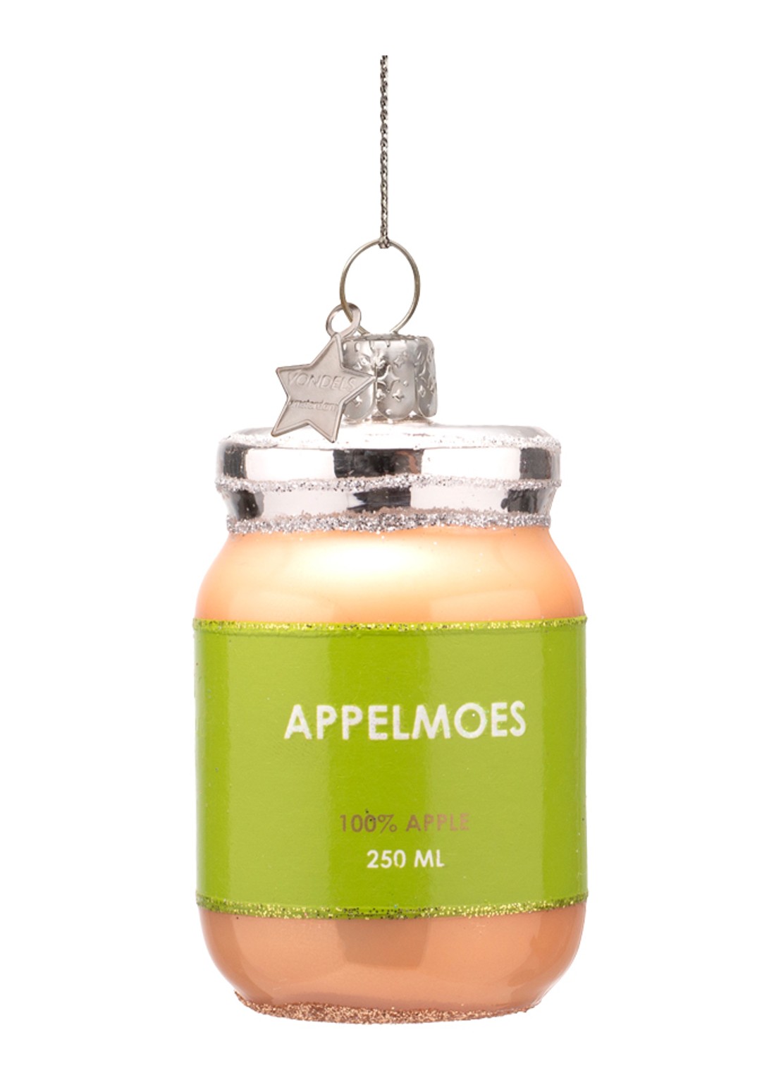 Vondels Appelmoes kersthanger 7,5 cm - voorkant 3 groen