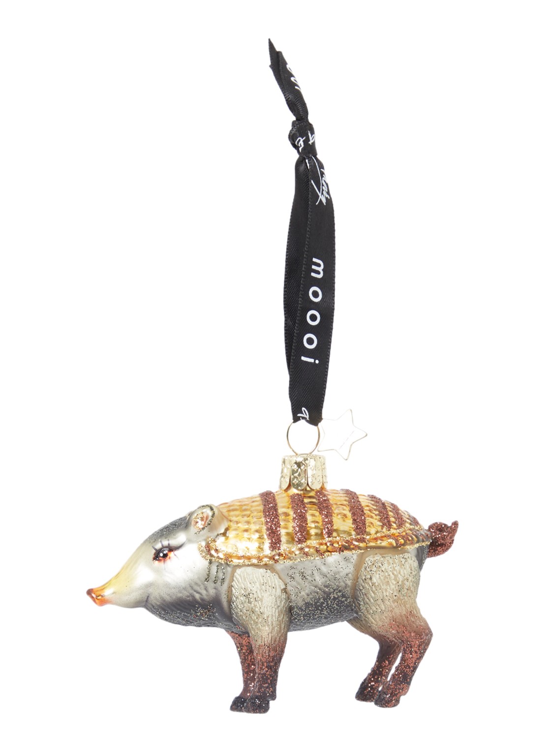 Vondels Armoured Boar Moooi kersthanger 7 cm - voorkant goud