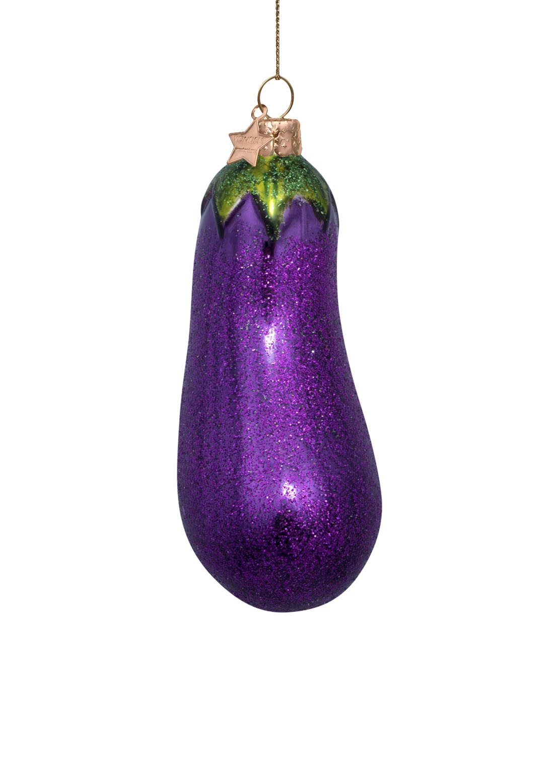 Vondels Aubergine kersthanger 11 cm - voorkant 3 paars