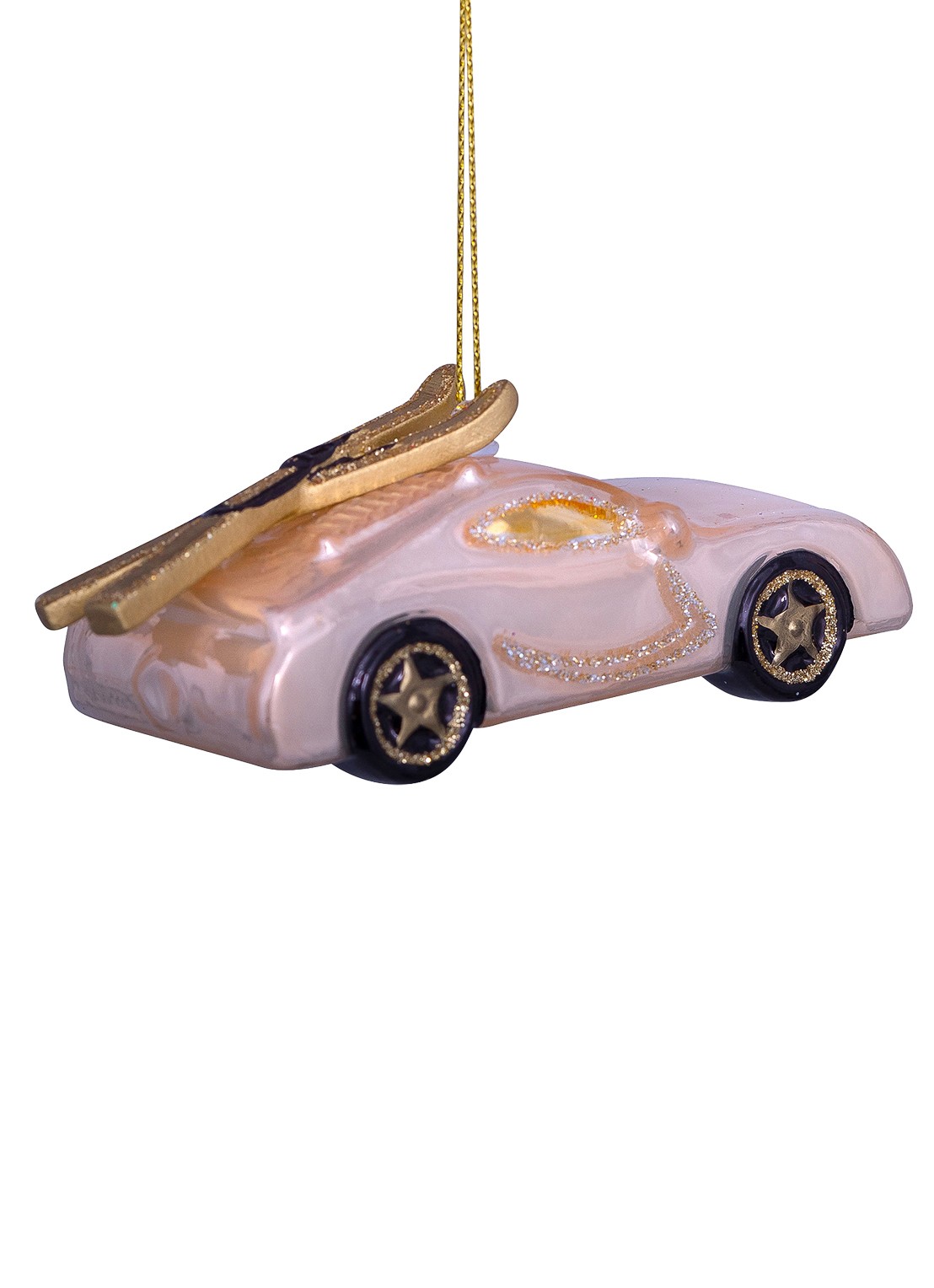 Vondels Auto met Ski's 4 cm - detail 2 roze