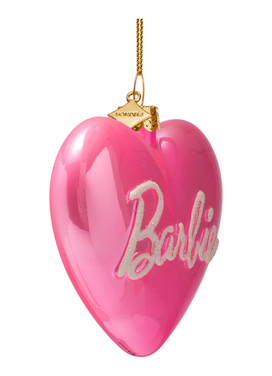 Vondels Barbie Hart Logo kersthanger 7,5 cm - voorkant 2 roze